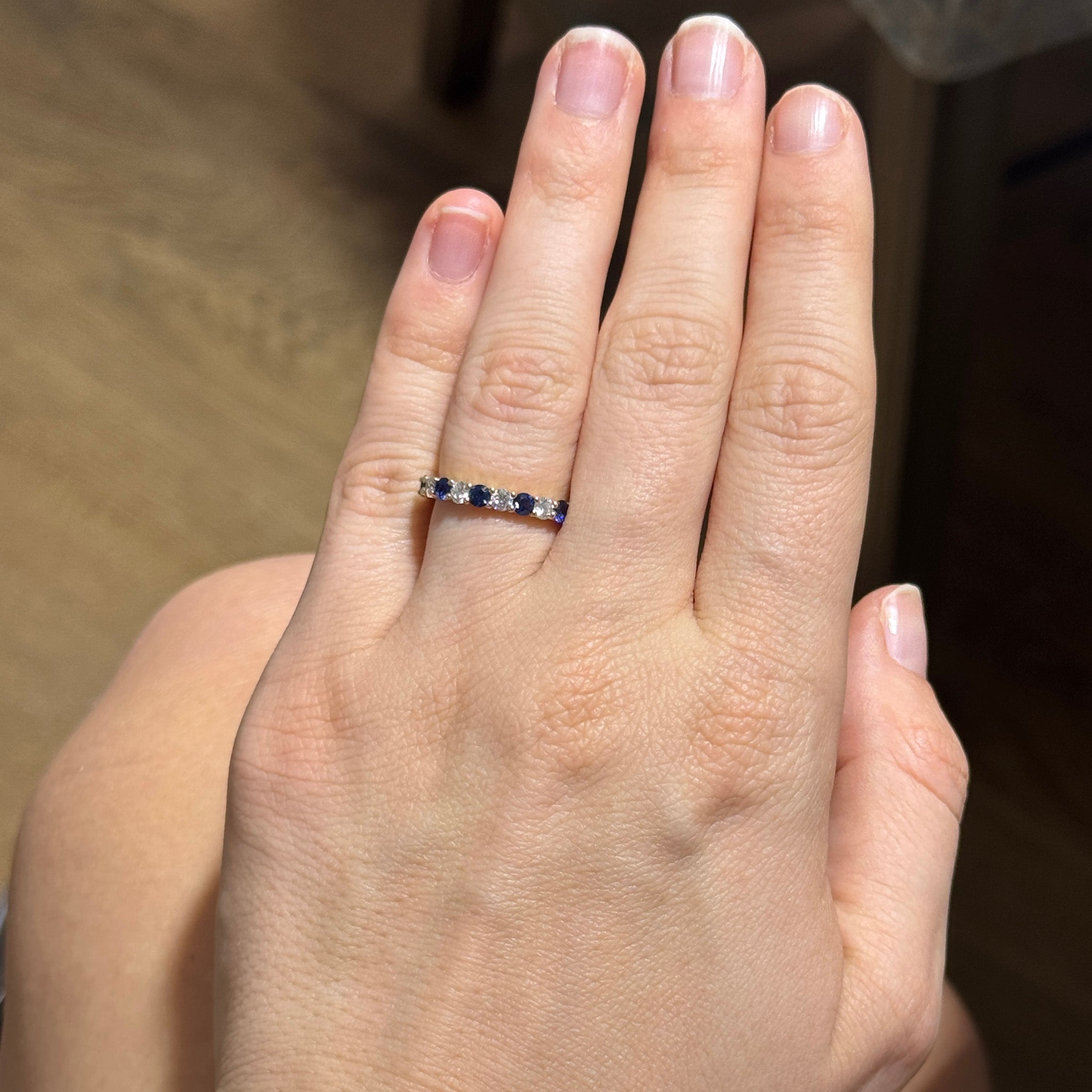 Sapphire & Diamond 14K Yellow Gold Halfway Band