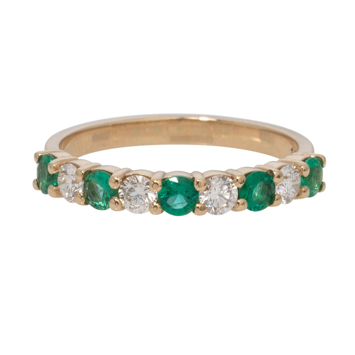 Emerald & Diamond 14K Yellow Gold Halfway Band