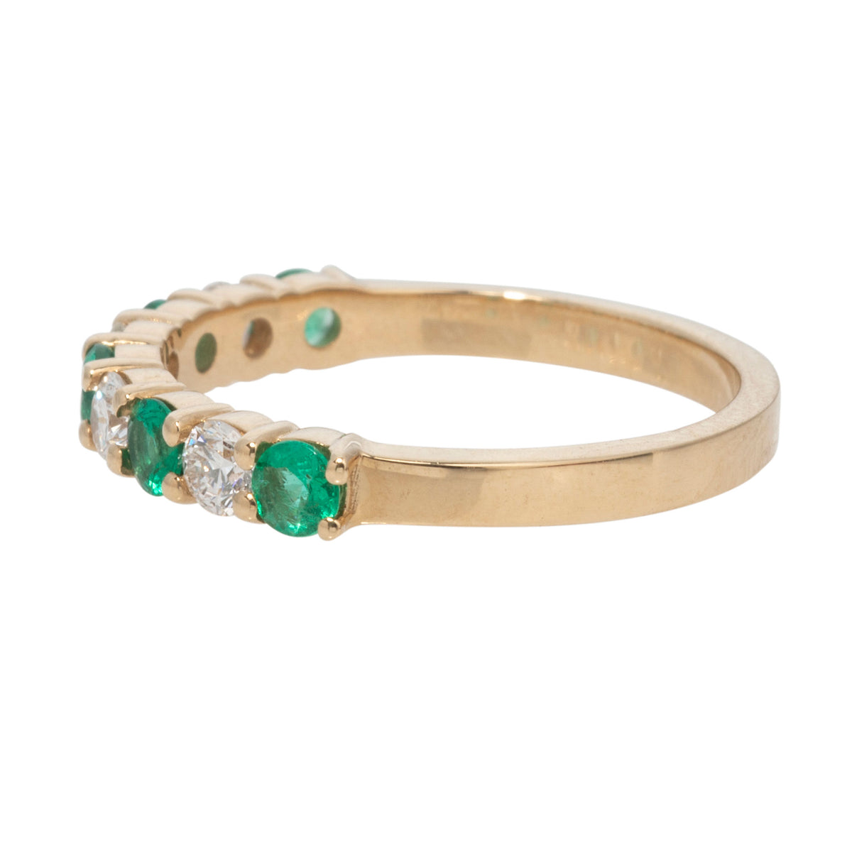 Emerald & Diamond 14K Yellow Gold Halfway Band