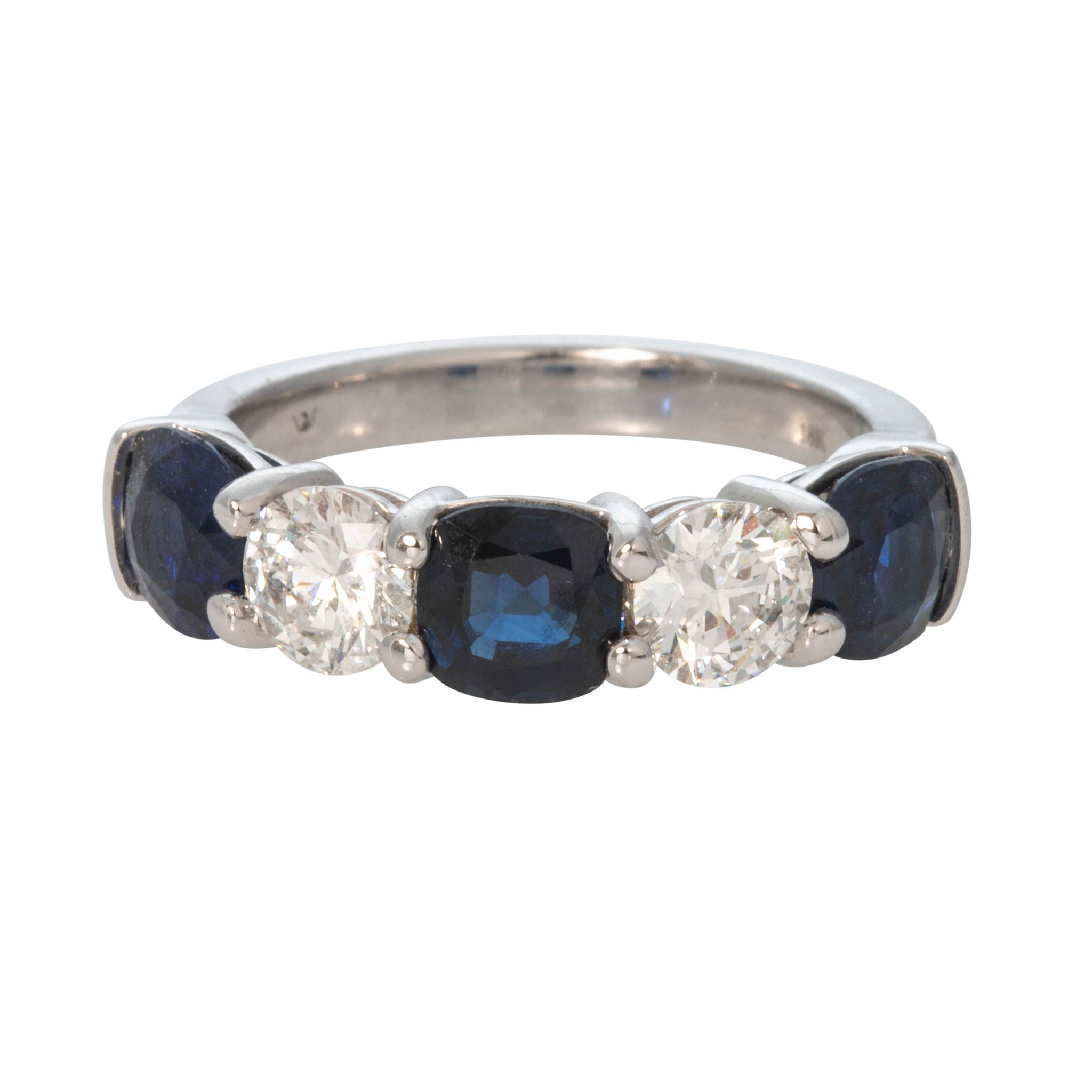2.46ctw Sapphire & .94ctw Diamond 18K White Gold Band