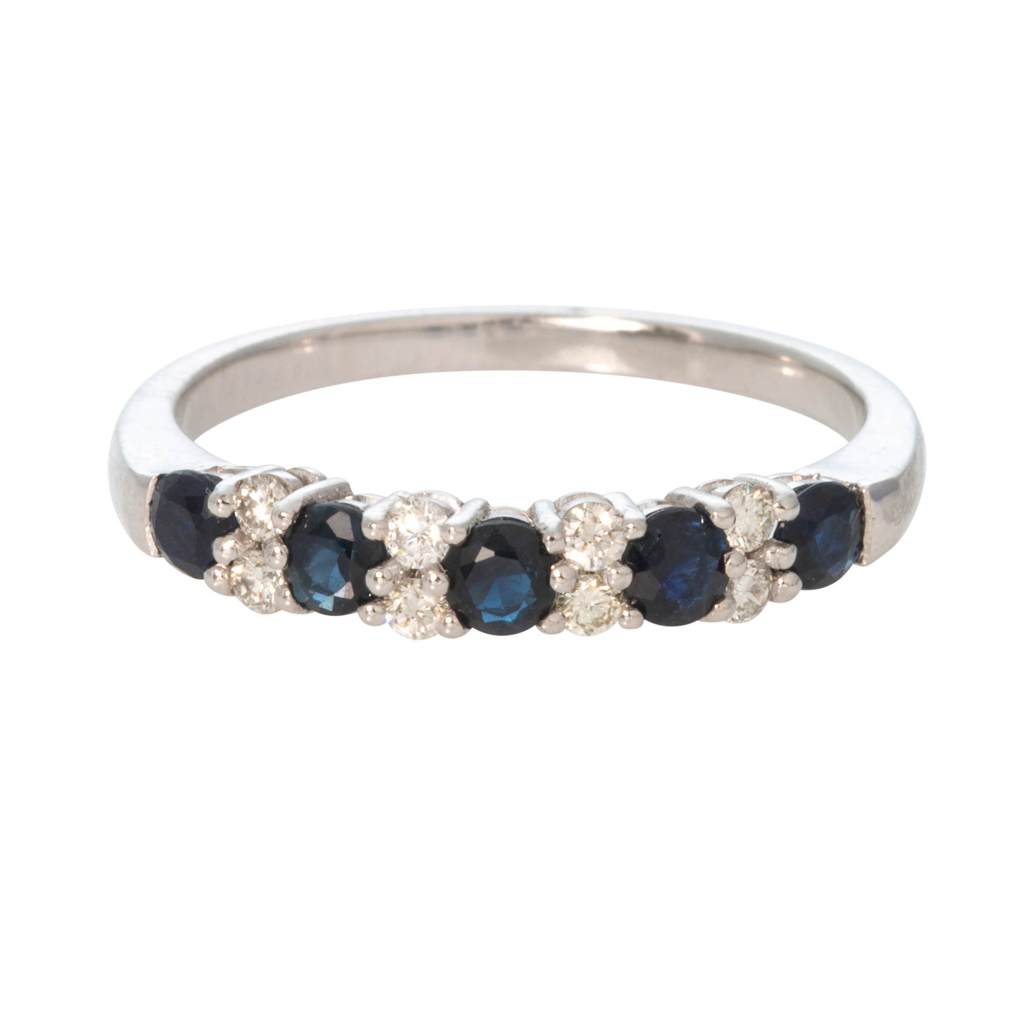Sapphire 5-Stone & Diamond 14K White Gold Band
