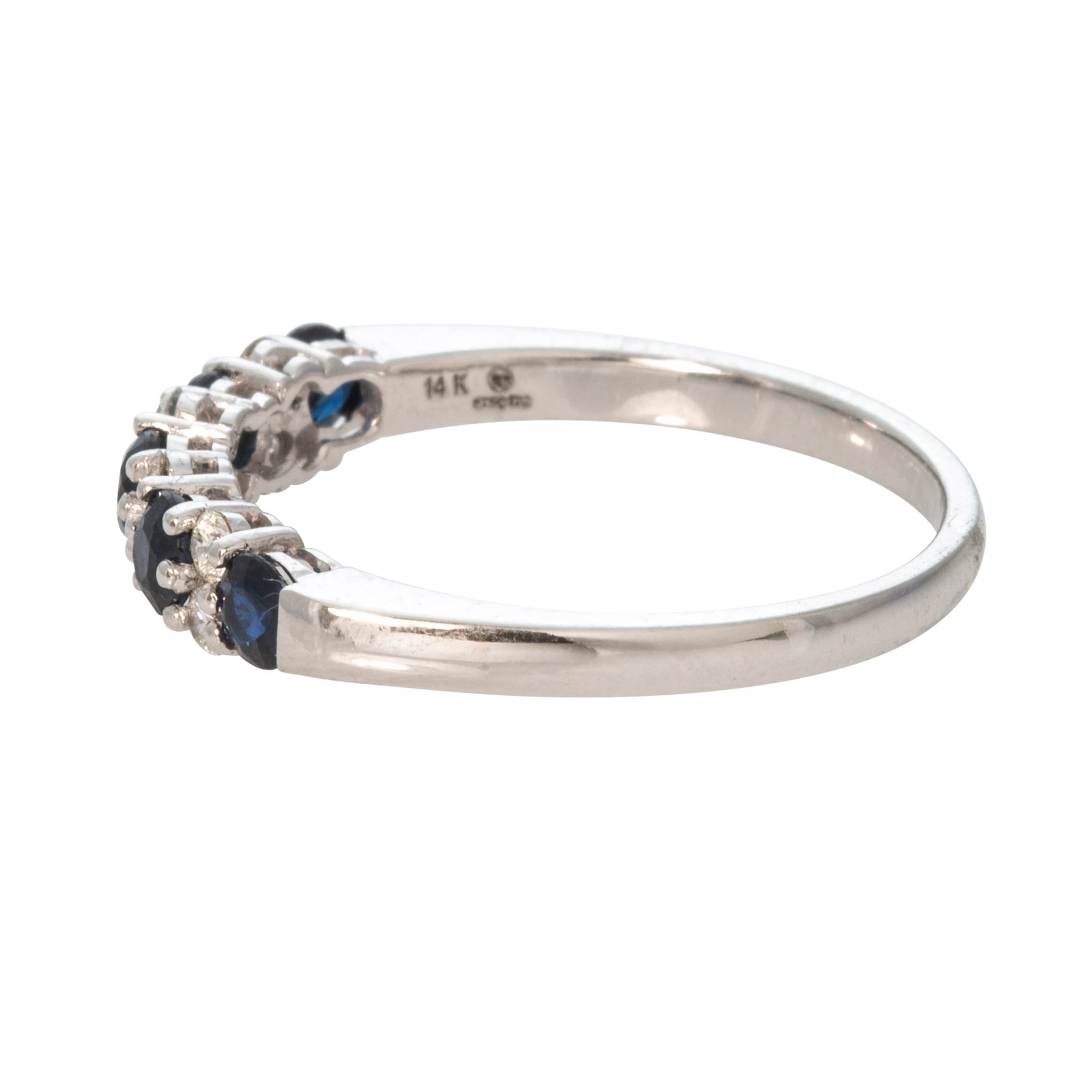 Sapphire 5-Stone & Diamond 14K White Gold Band