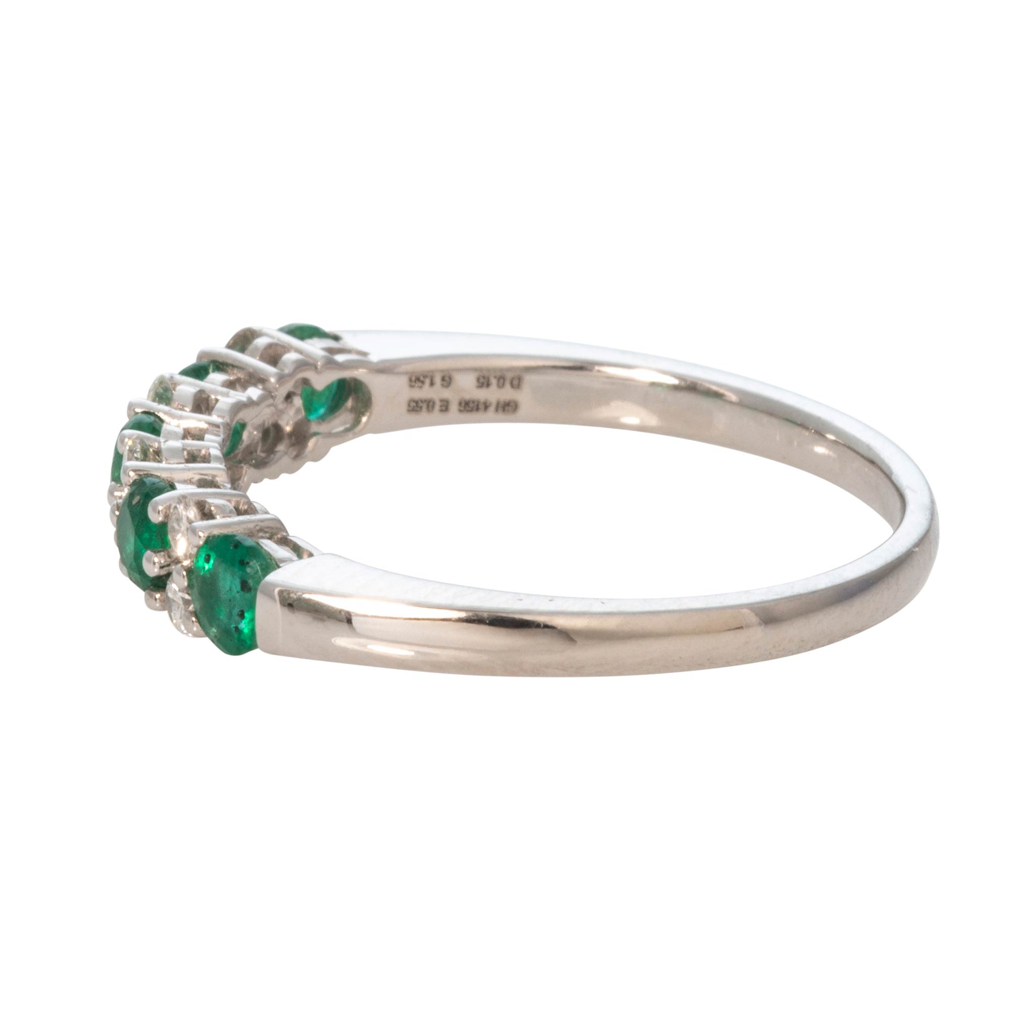 Emerald 5-Stone & Diamond 14K White Gold Band