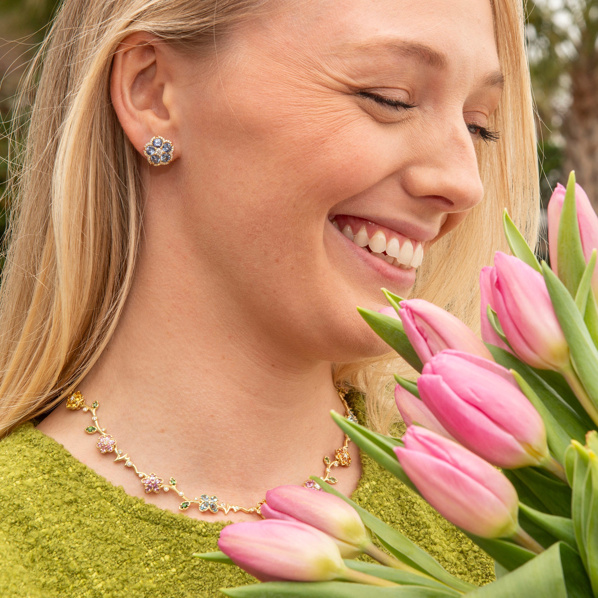 Paul Morelli Blue Sapphire & Diamond Wild Child Stud Earrings, Paul Morelli Wild Child Link Necklace