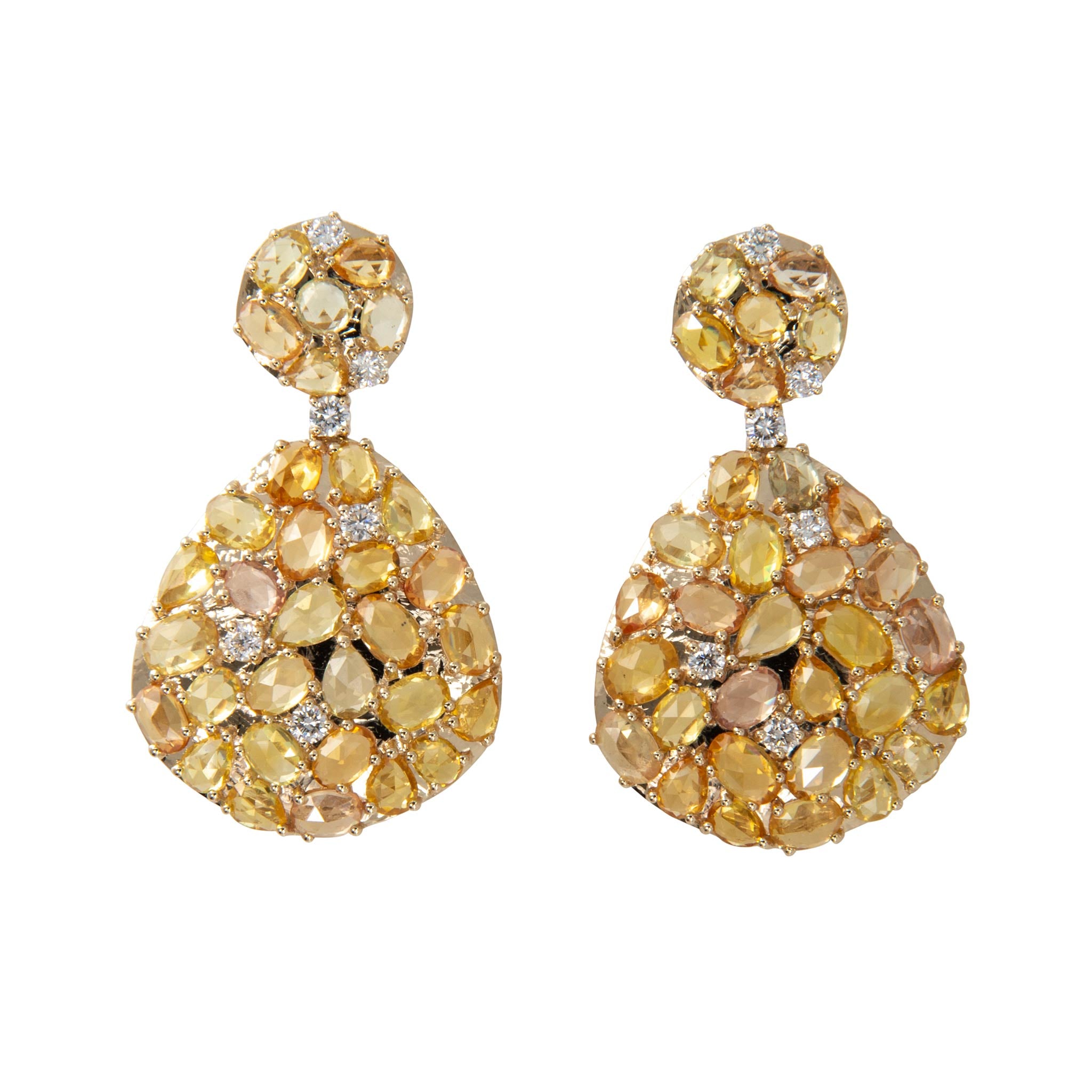 Yellow Sapphire & Diamond Pavé 14K Gold Drop Earrings