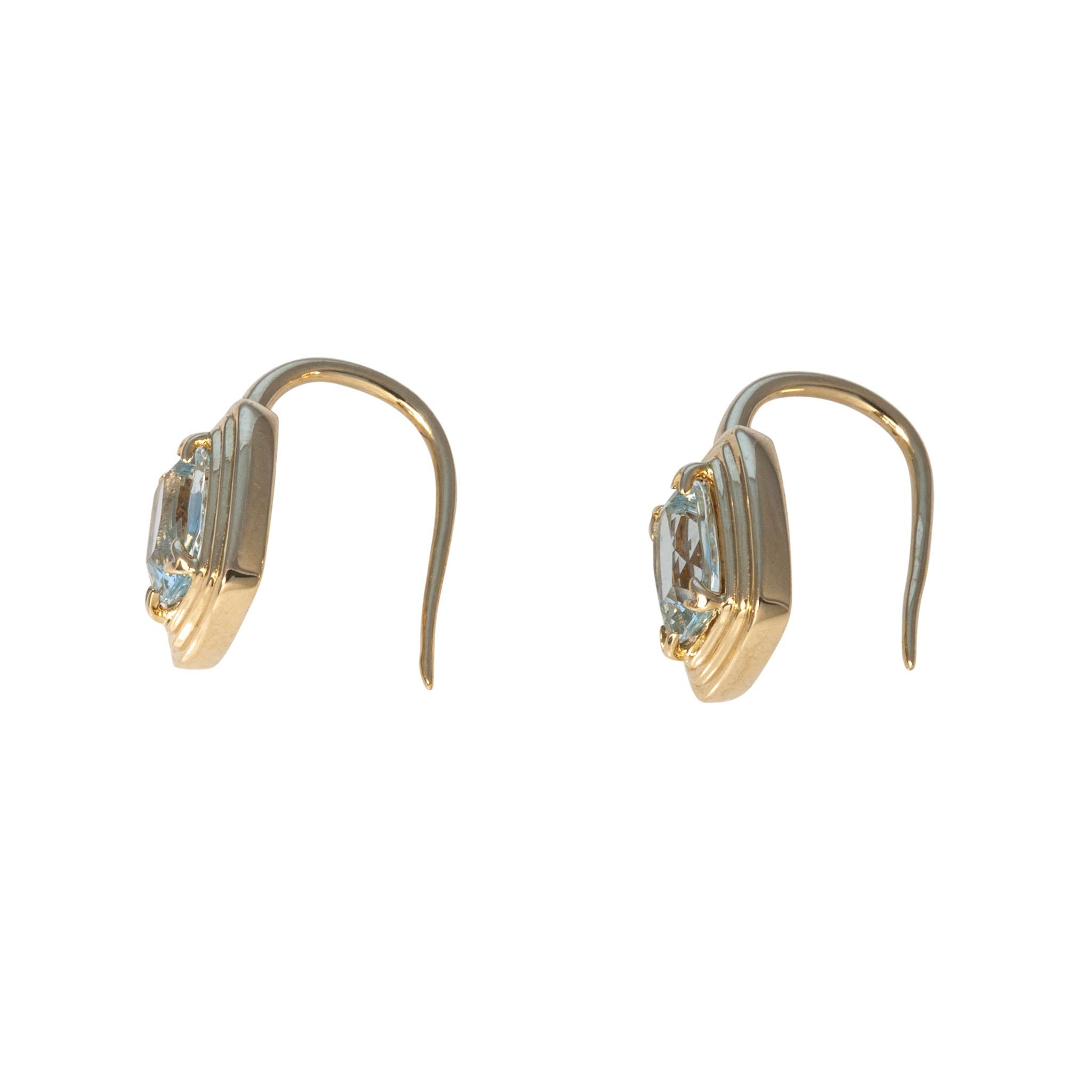 Aquamarine 14K Yellow Gold River Double Bezel Drop Earrings