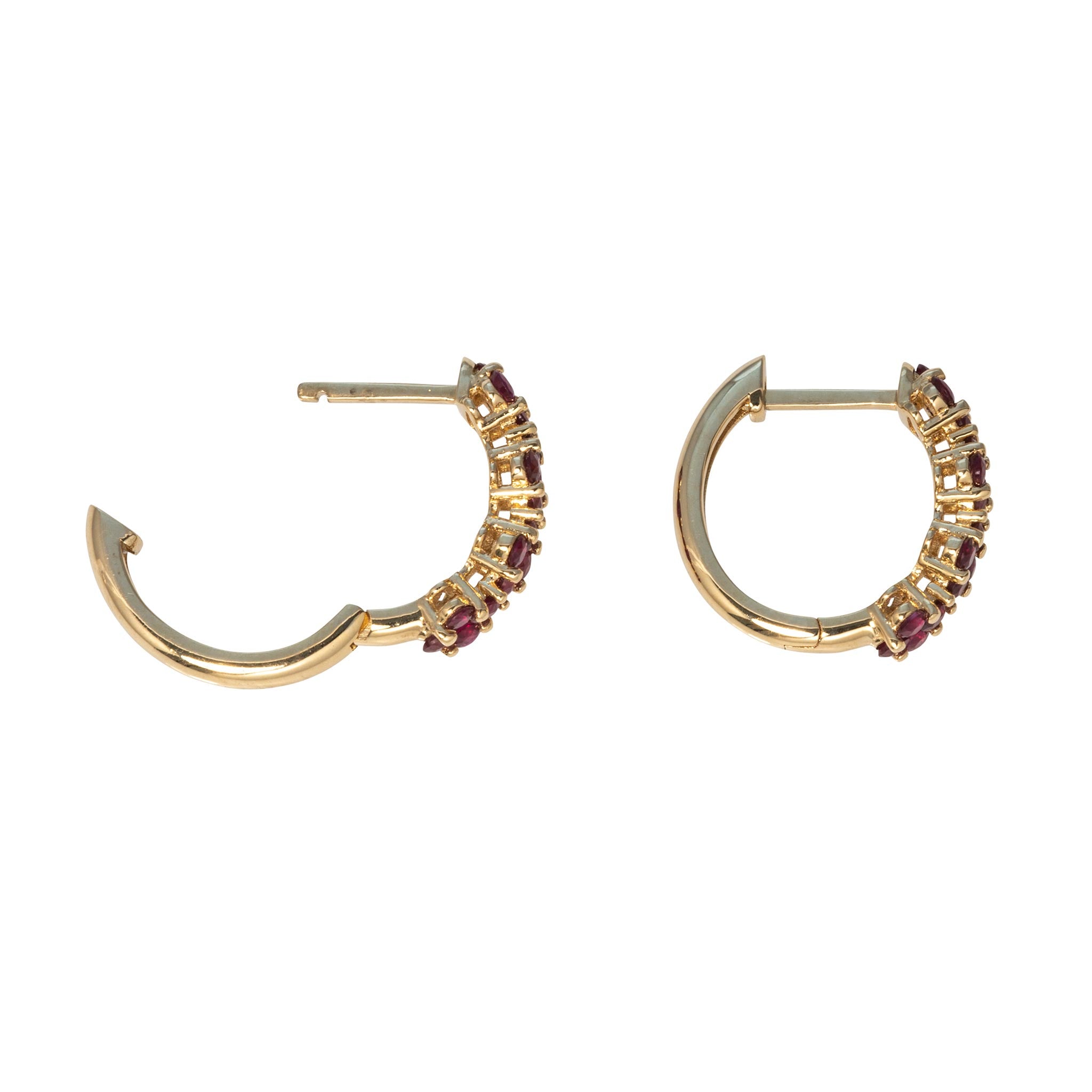 Ruby 18K Yellow Gold Huggie Earrings