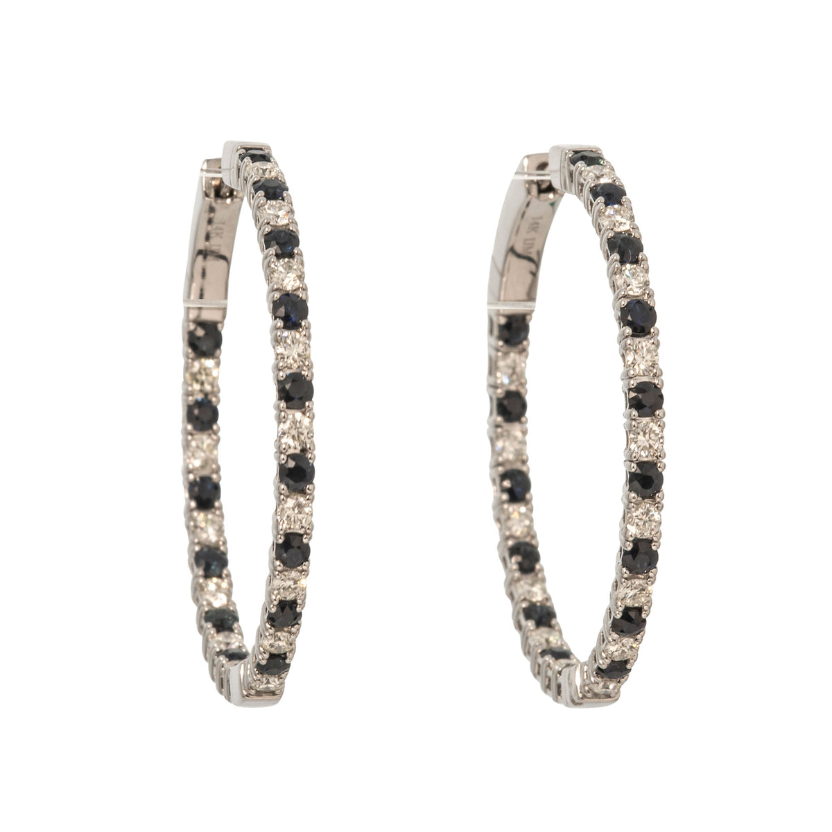 Sapphire & Diamond Inside-Out 14K White Gold Flexible Hoops