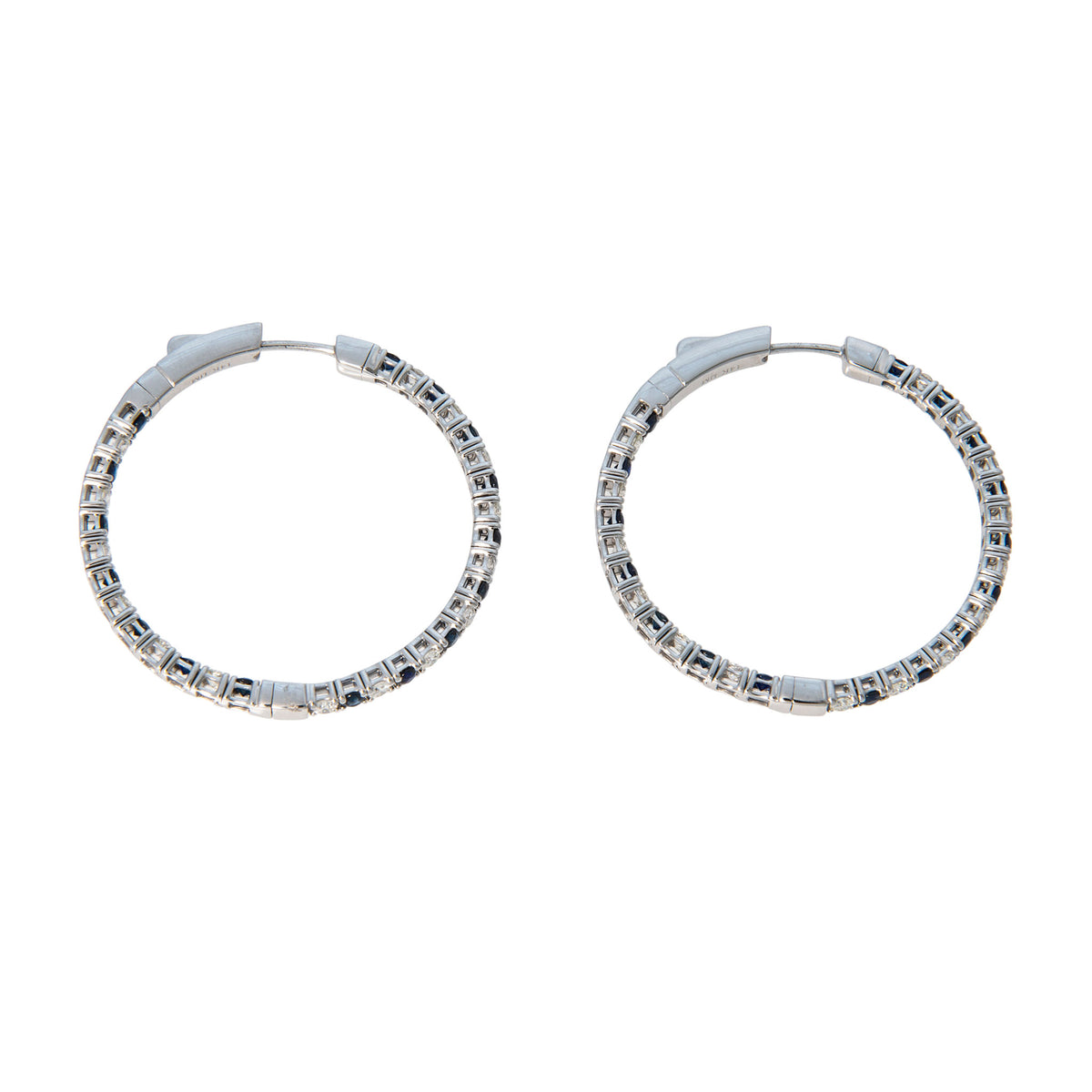 Sapphire & Diamond Inside-Out 14K White Gold Flexible Hoops
