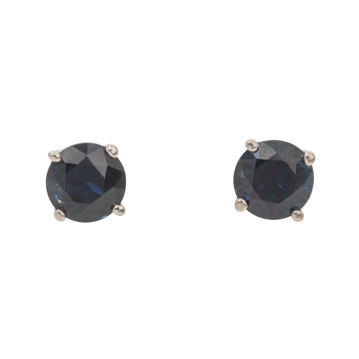 1.46ctw Round Sapphire 18K White Gold Stud Earrings