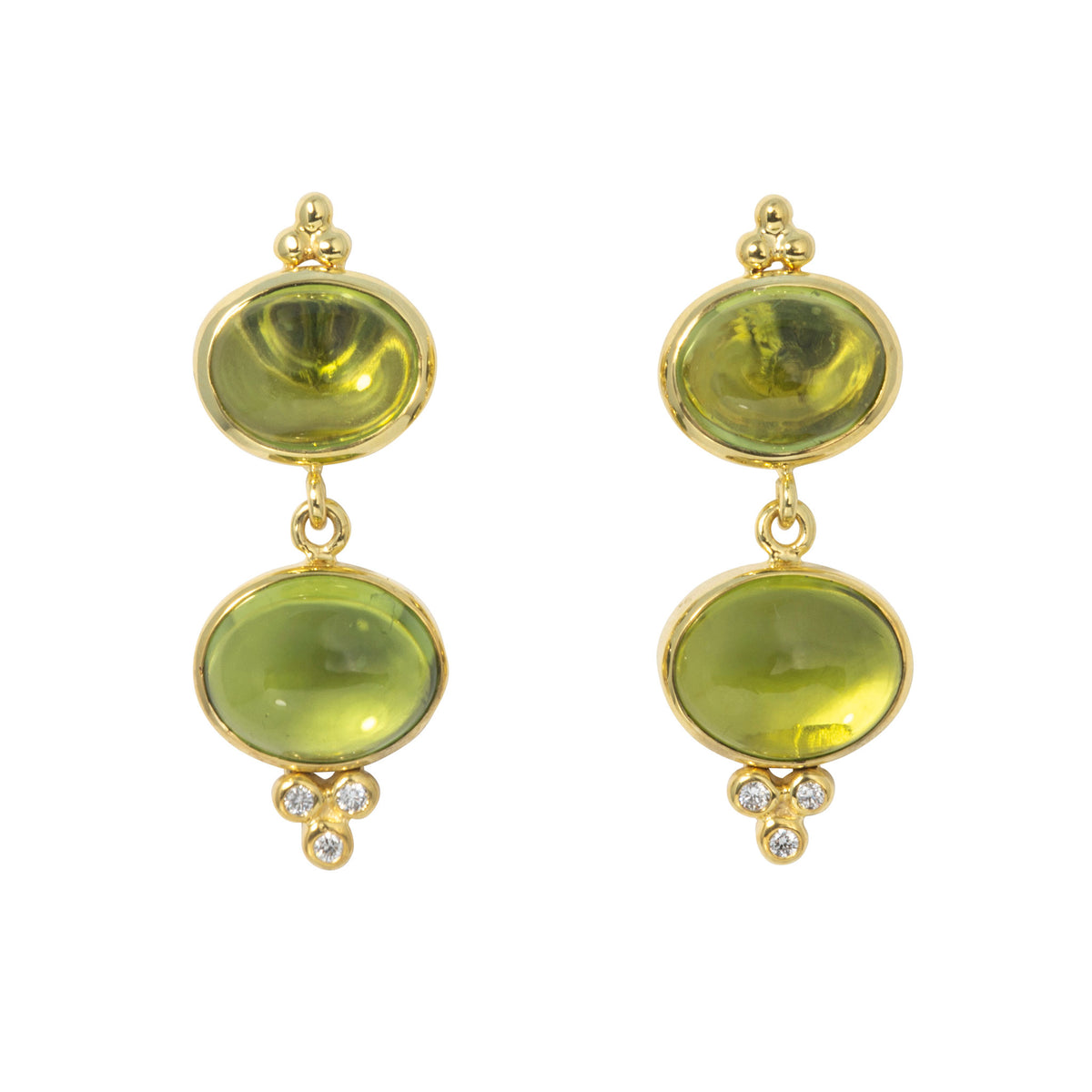 Mazza Peridot Double Drop 14K Yellow Gold Earrings