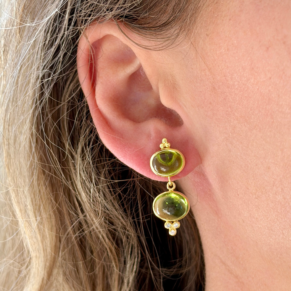 Mazza Peridot Double Drop 14K Yellow Gold Earrings