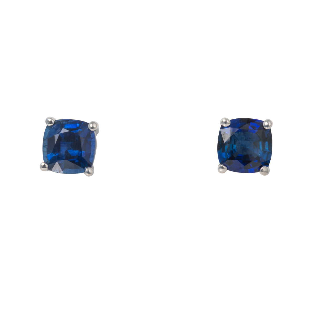2.13ctw Cushion Sapphire Platinum Stud Earrings
