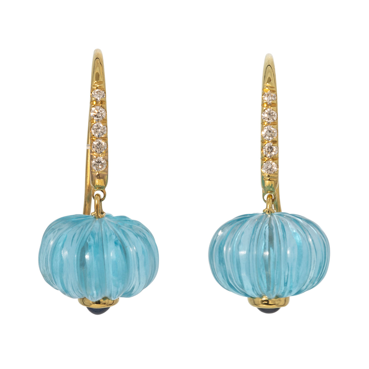 Mazza Carved Blue Topaz, Sapphire & Diamond 14K Gold Drop Earrings