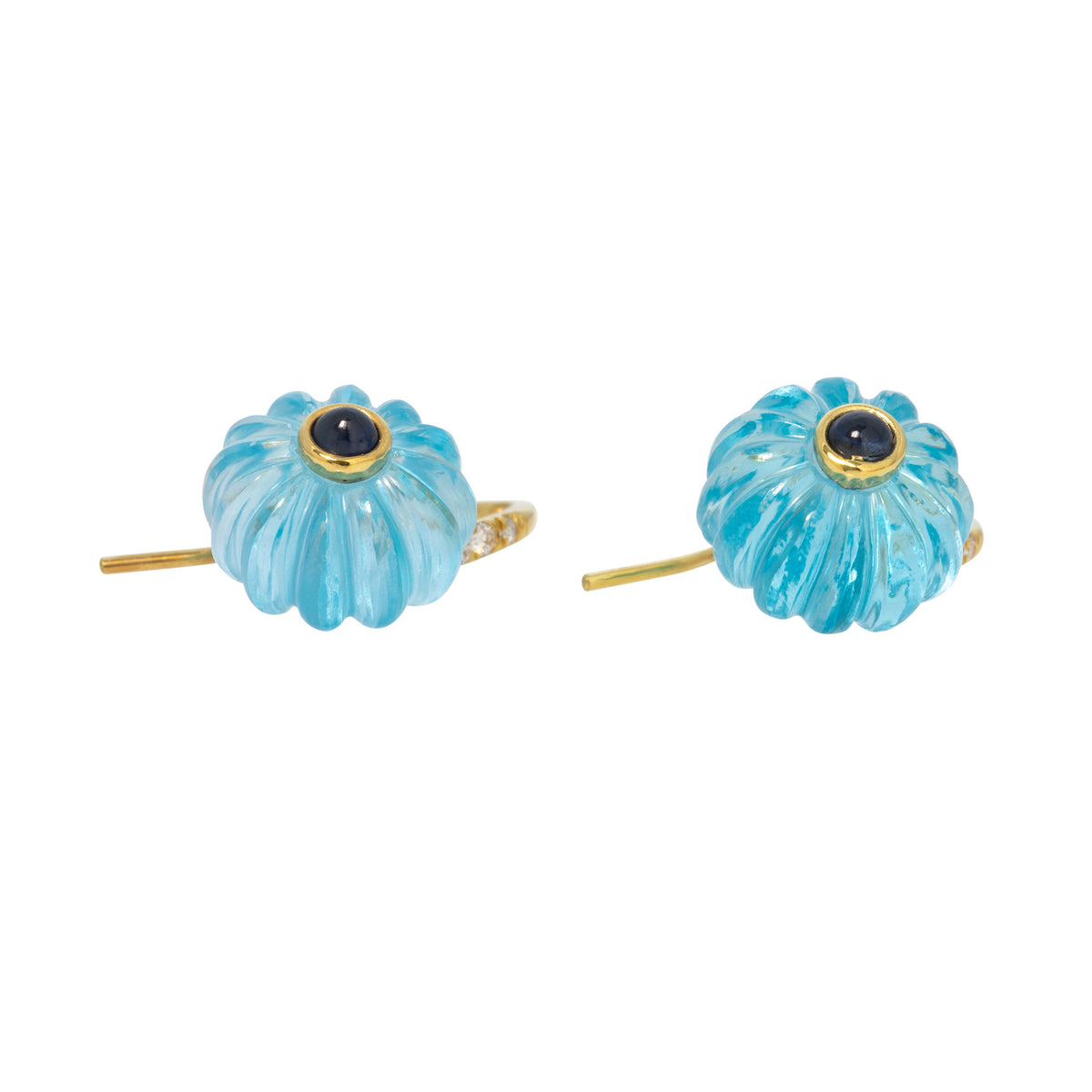 Mazza Carved Blue Topaz, Sapphire & Diamond 14K Gold Drop Earrings