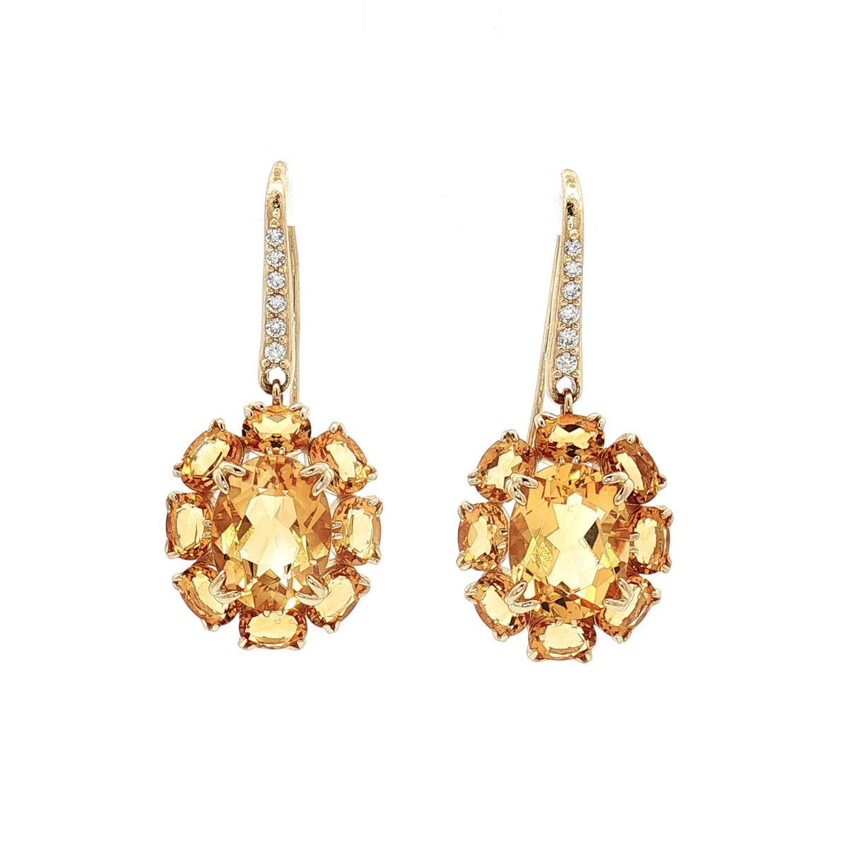 Citrine 14K Gold River Cluster Drop Earrings