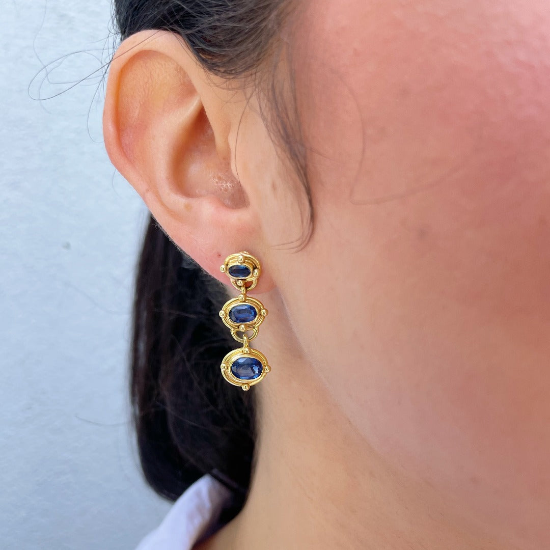 Mazza Kyanite Triple Drop 14K Yellow Gold Earrings