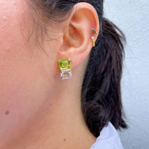 Mazza Peridot, Kunzite & Diamond 14K Yellow Gold Earrings