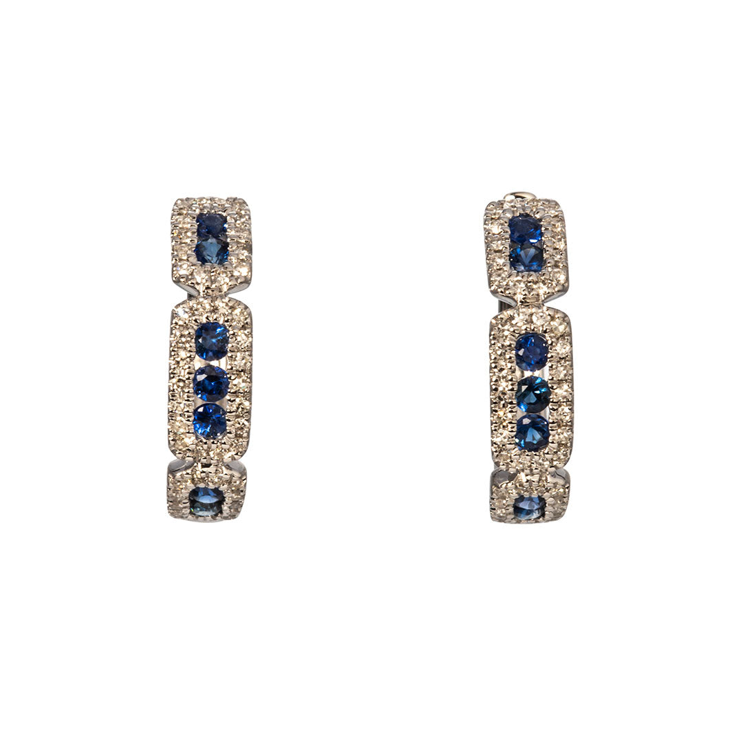 Sapphire & Diamond 14K White Gold Huggie Earrings