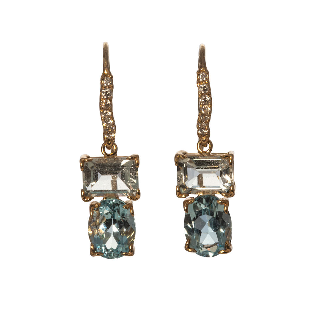 Topaz & Diamond 14K Gold River Earrings