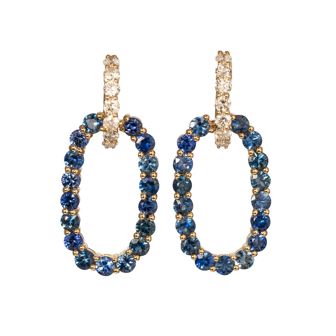 Sapphire & Diamond 14K Yellow Gold Drop Earrings