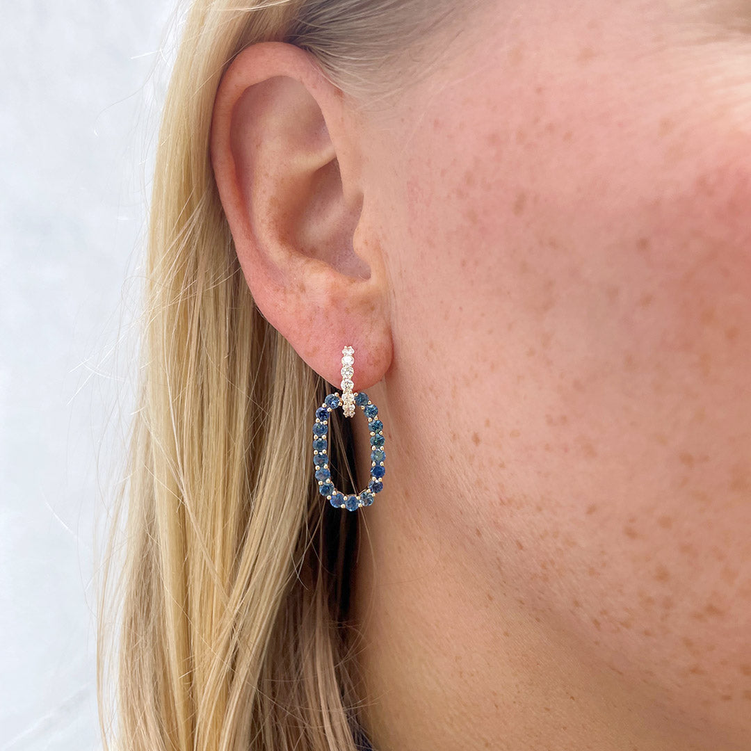 Sapphire & Diamond 14K Yellow Gold Drop Earrings