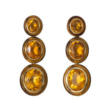 Goshwara Oval Citrine & Tiger's Eye Inlay 18K Gold Drop Earrings