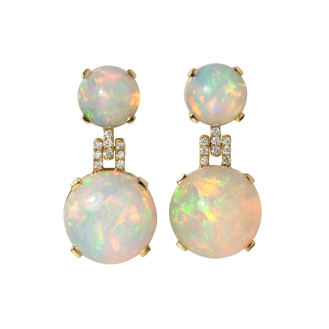 Goshwara Cabochon Opal & Diamond 18K Yellow Gold Drop Earrings