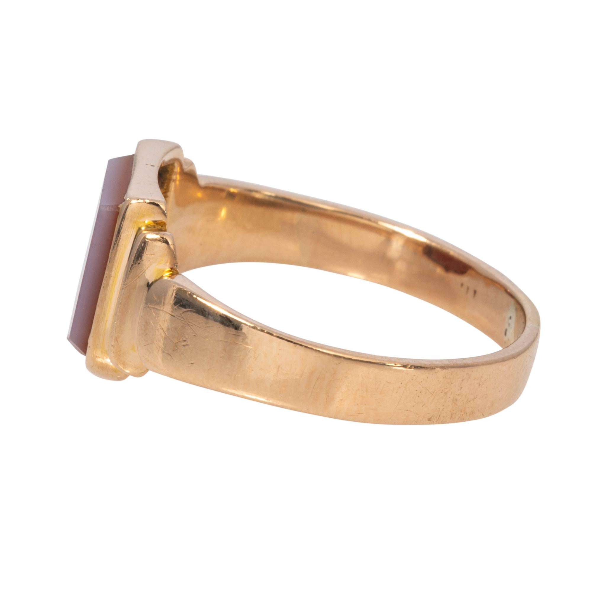 Victorian Carnelian Shield 15K Gold Signet Ring