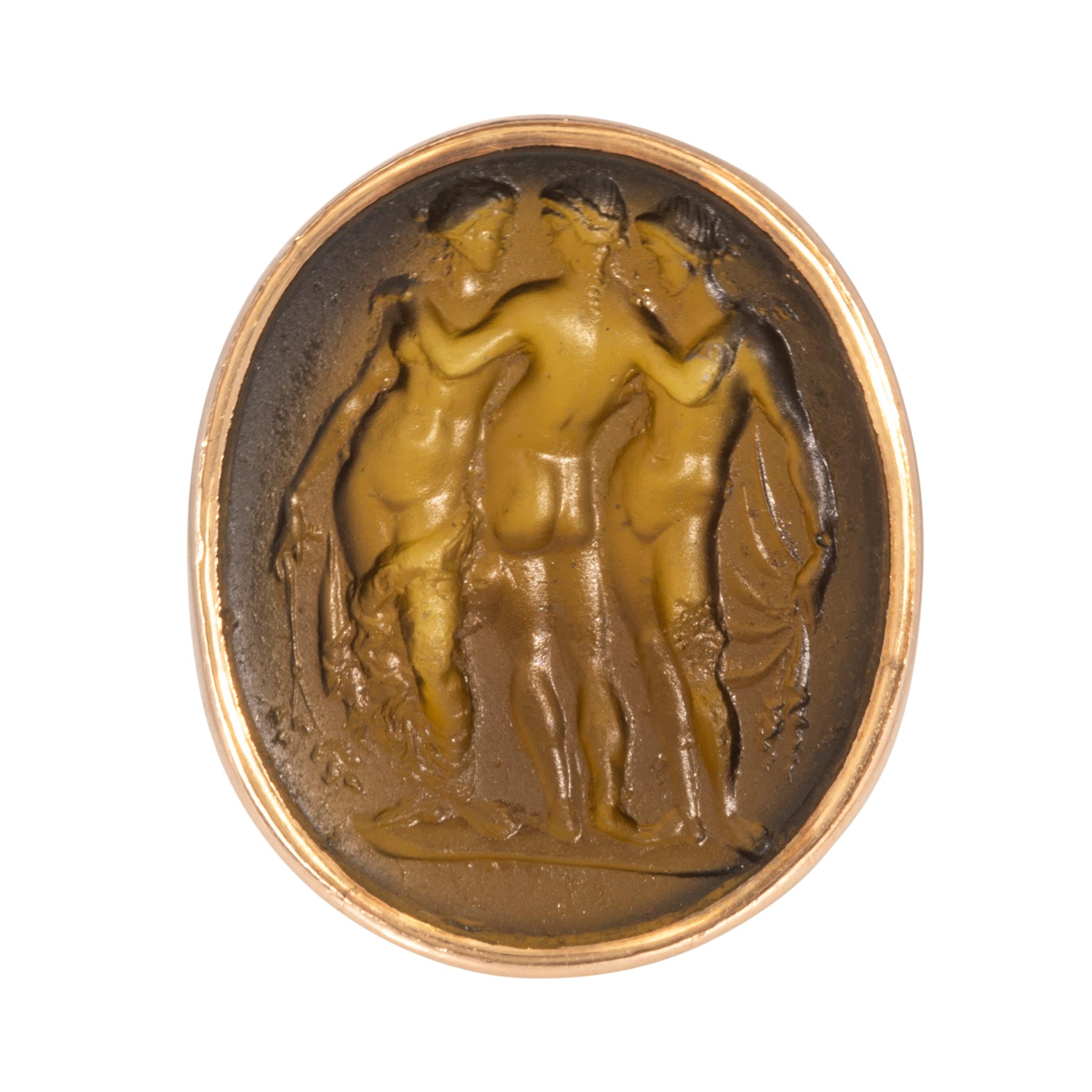 Vintage Neoclassical Intaglio 14K Yellow Gold Signet Ring
