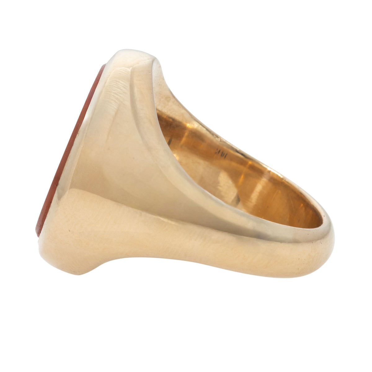 Vintage Carnelian Intaglio Crest 14K Yellow Gold Signet Ring