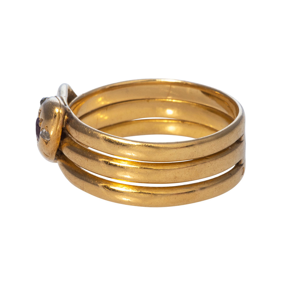 Victorian Ruby & Diamond 18K Gold Snake Ring