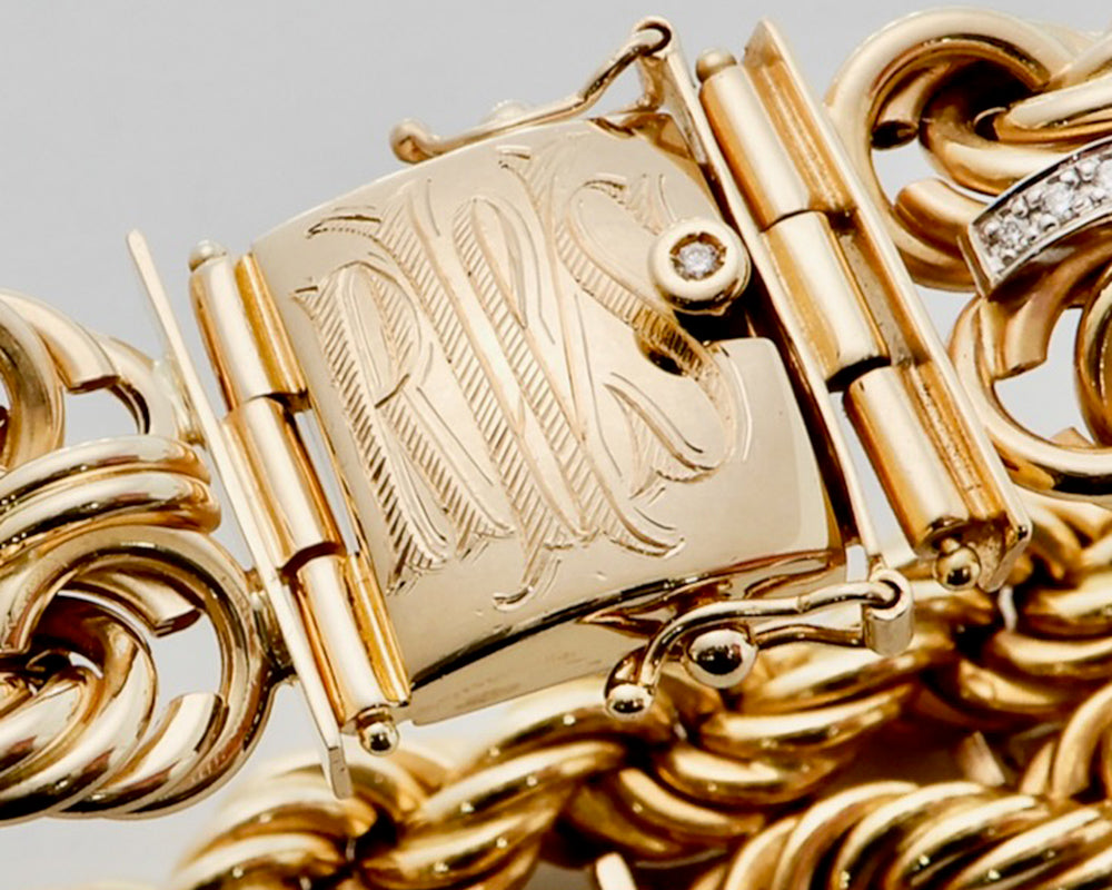 hand engraving style 218 on club bracelet