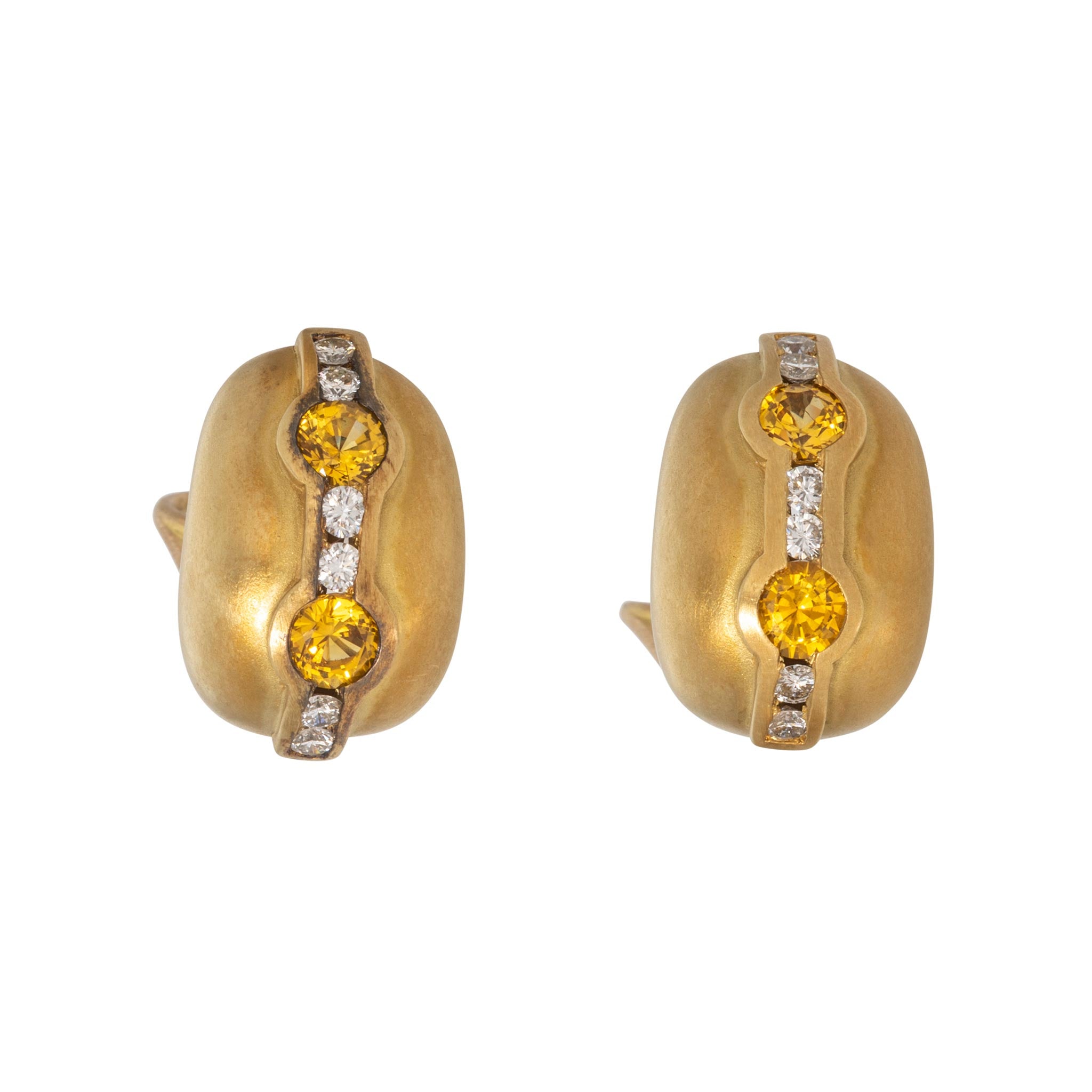 Estate Barry Kieselstein-Cord Yellow Sapphire & Diamond 18K Gold Earri