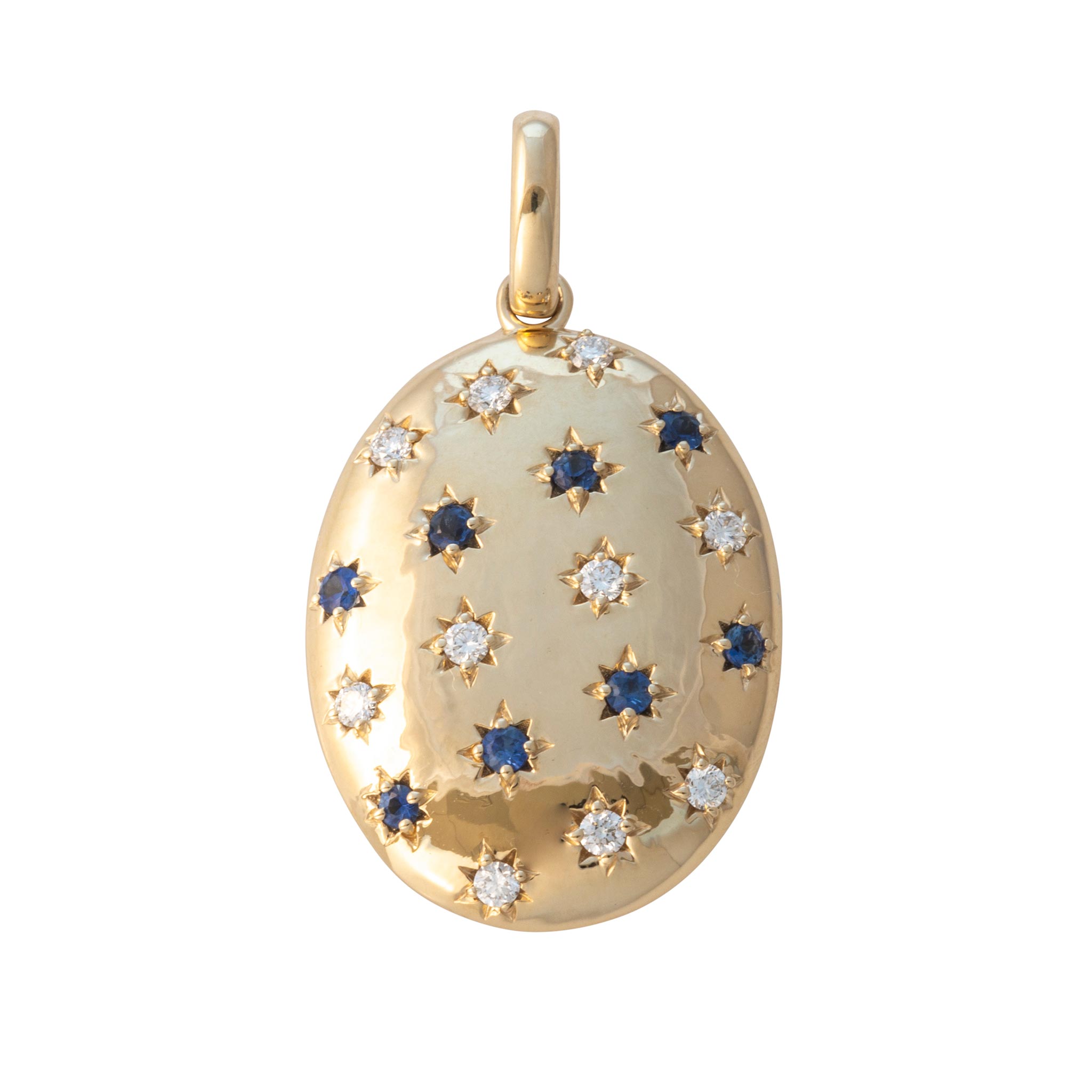 Sapphire & Diamond 14K Yellow Gold Oval Pendant