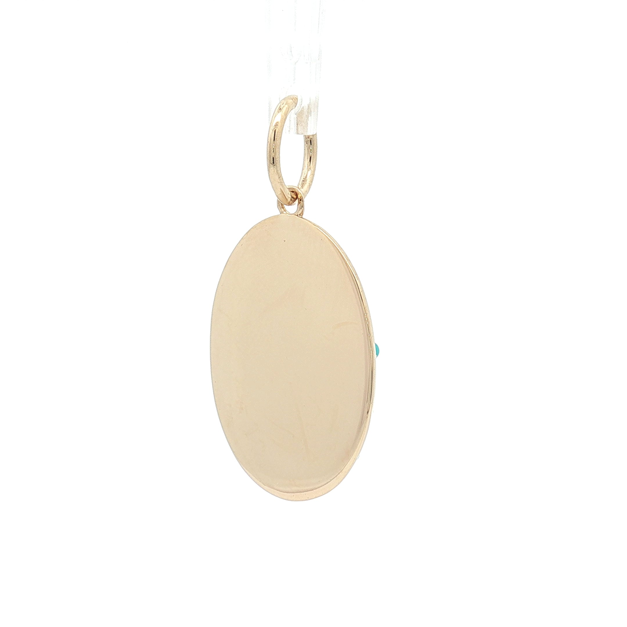 Turquoise & Diamond 14K Yellow Gold Oval Pendant