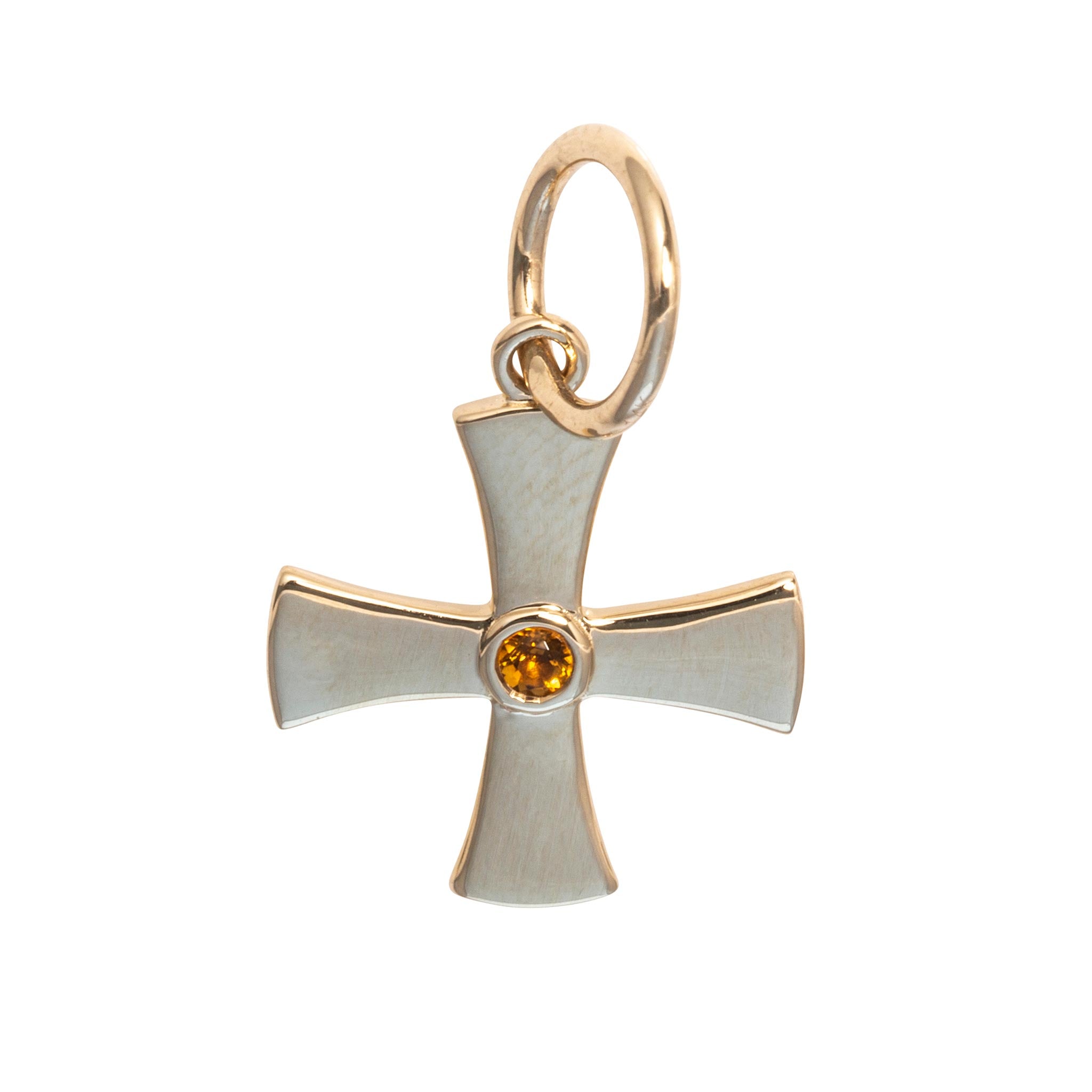 Citrine 14K Yellow Gold Birthstone Cross Pendant