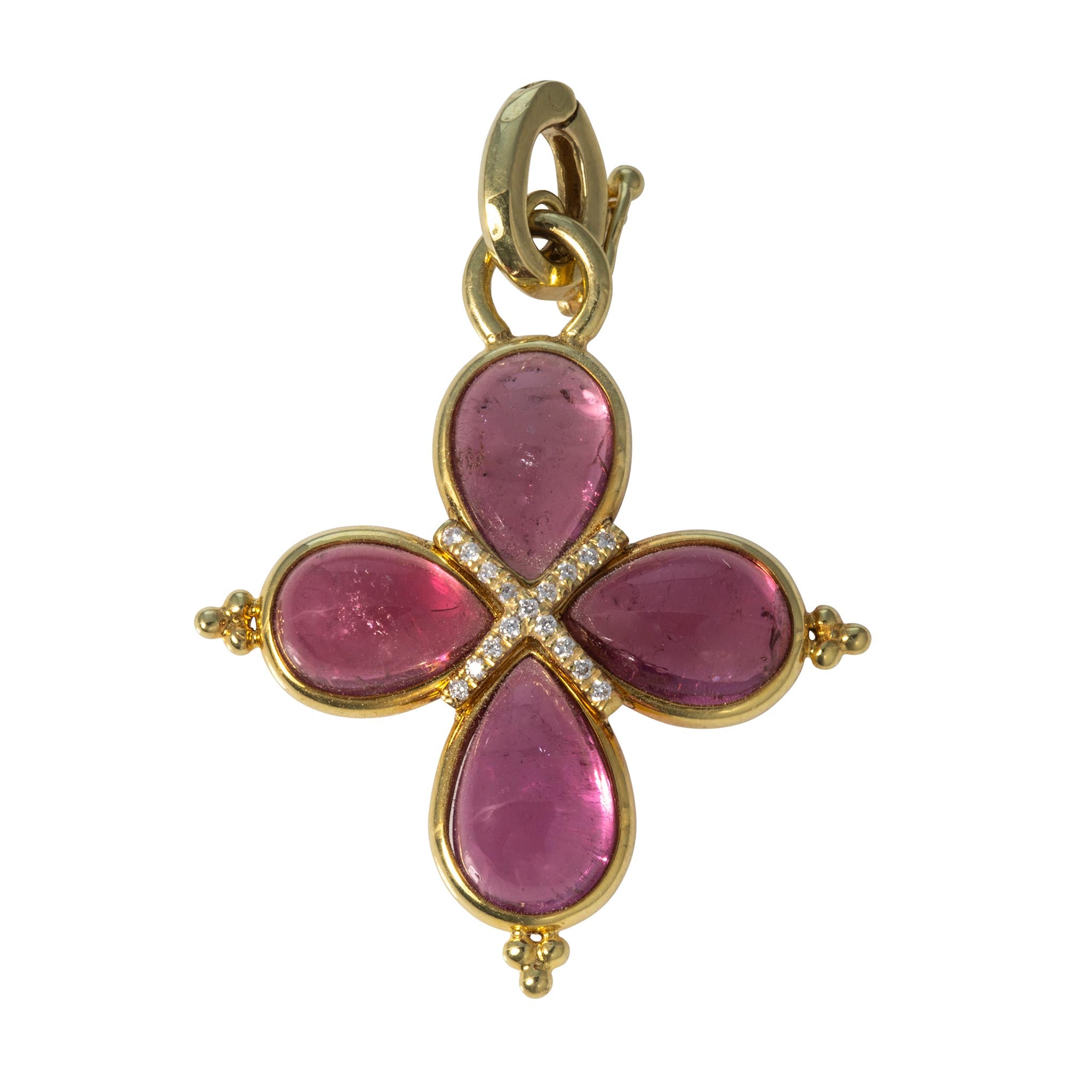 Mazza Pink Tourmaline & Diamond 14K Gold Cross Pendant