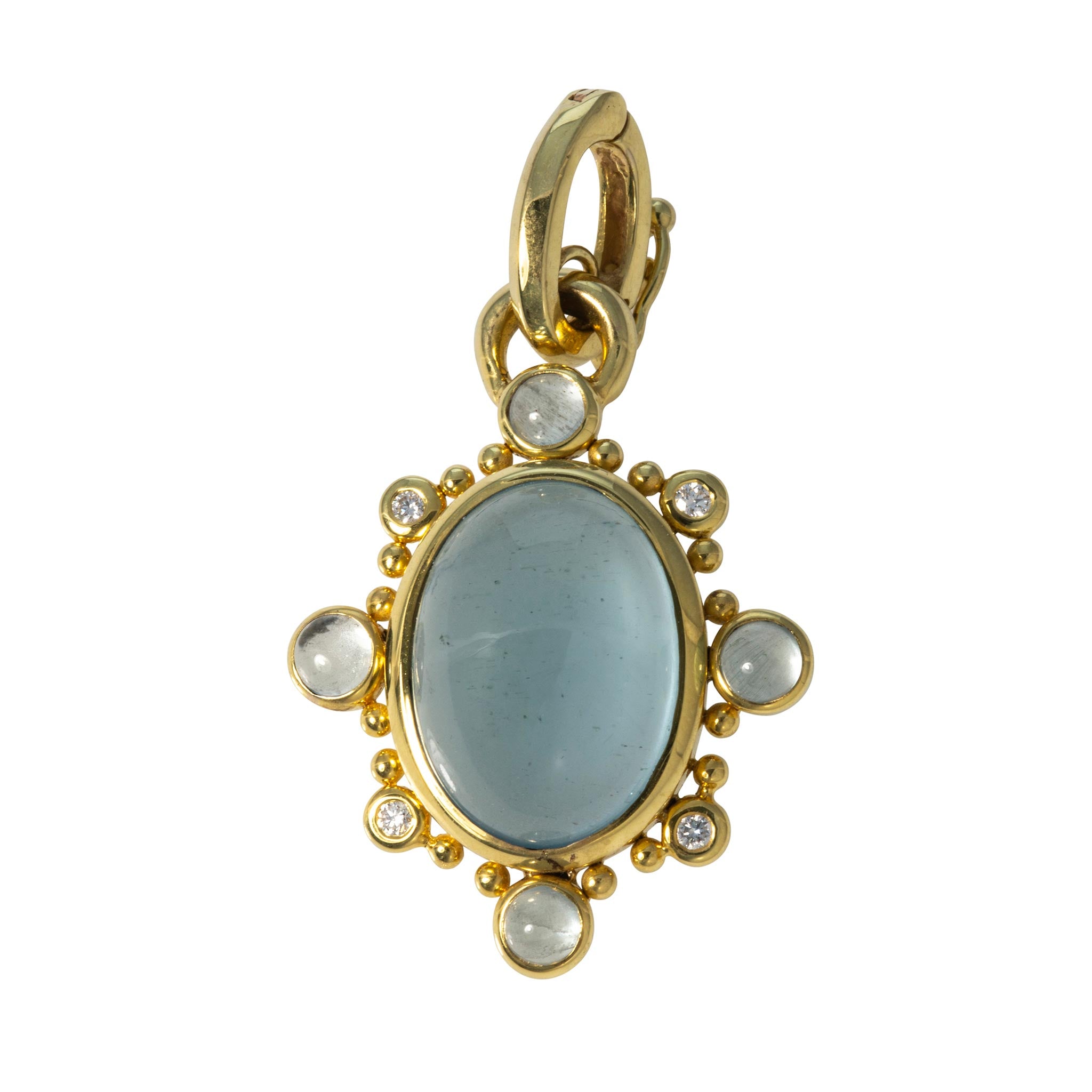 Mazza Aquamarine & Diamond 14K Yellow Gold Pendant