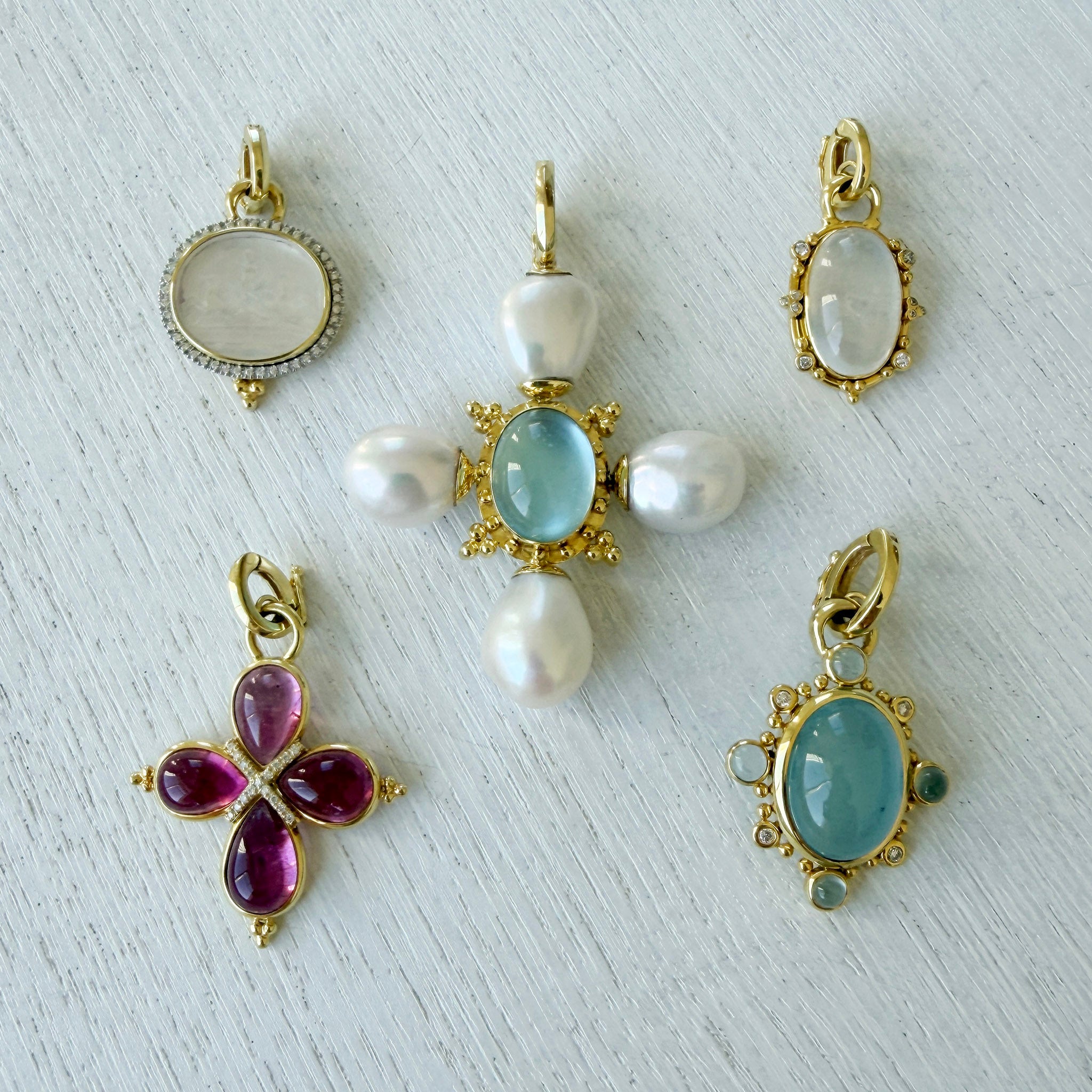 Mazza Aquamarine & Diamond 14K Yellow Gold Pendant