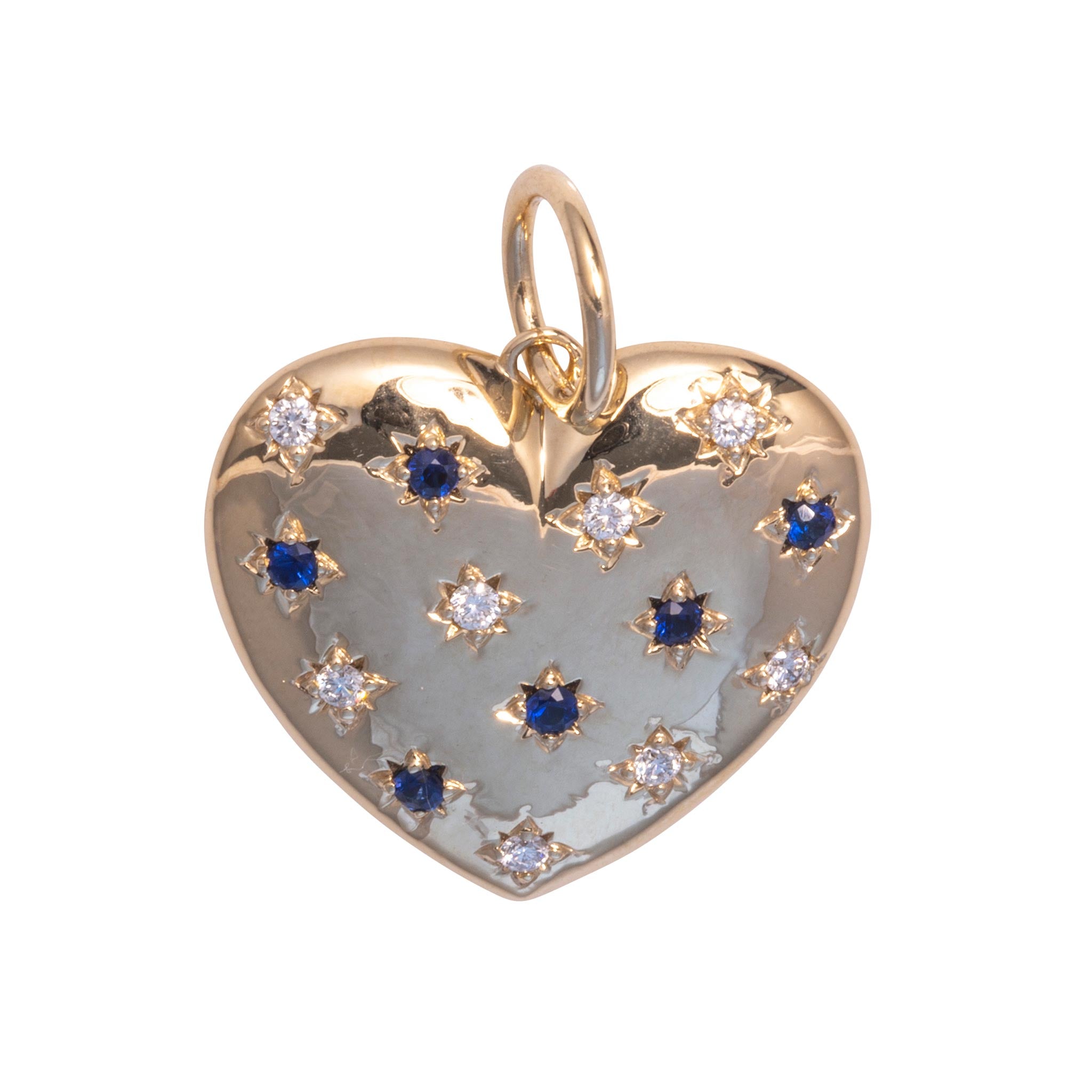 Sapphire & Diamond 14K Yellow Gold Heart Pendant