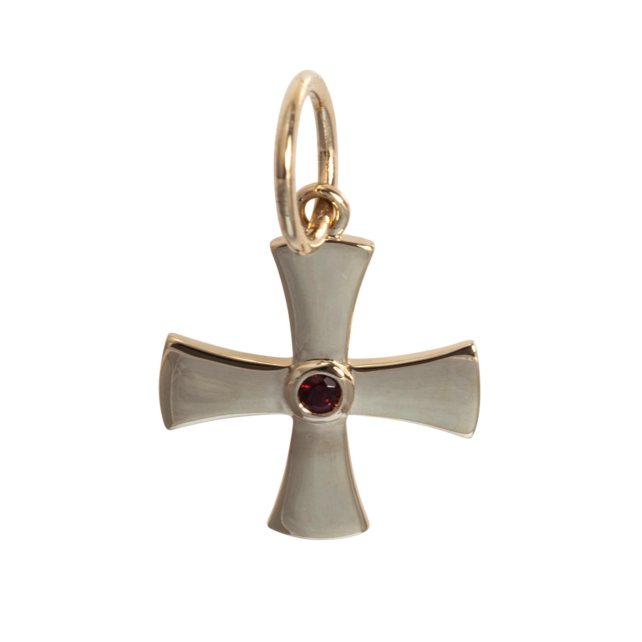 Garnet 14K Yellow Gold Birthstone Cross Pendant