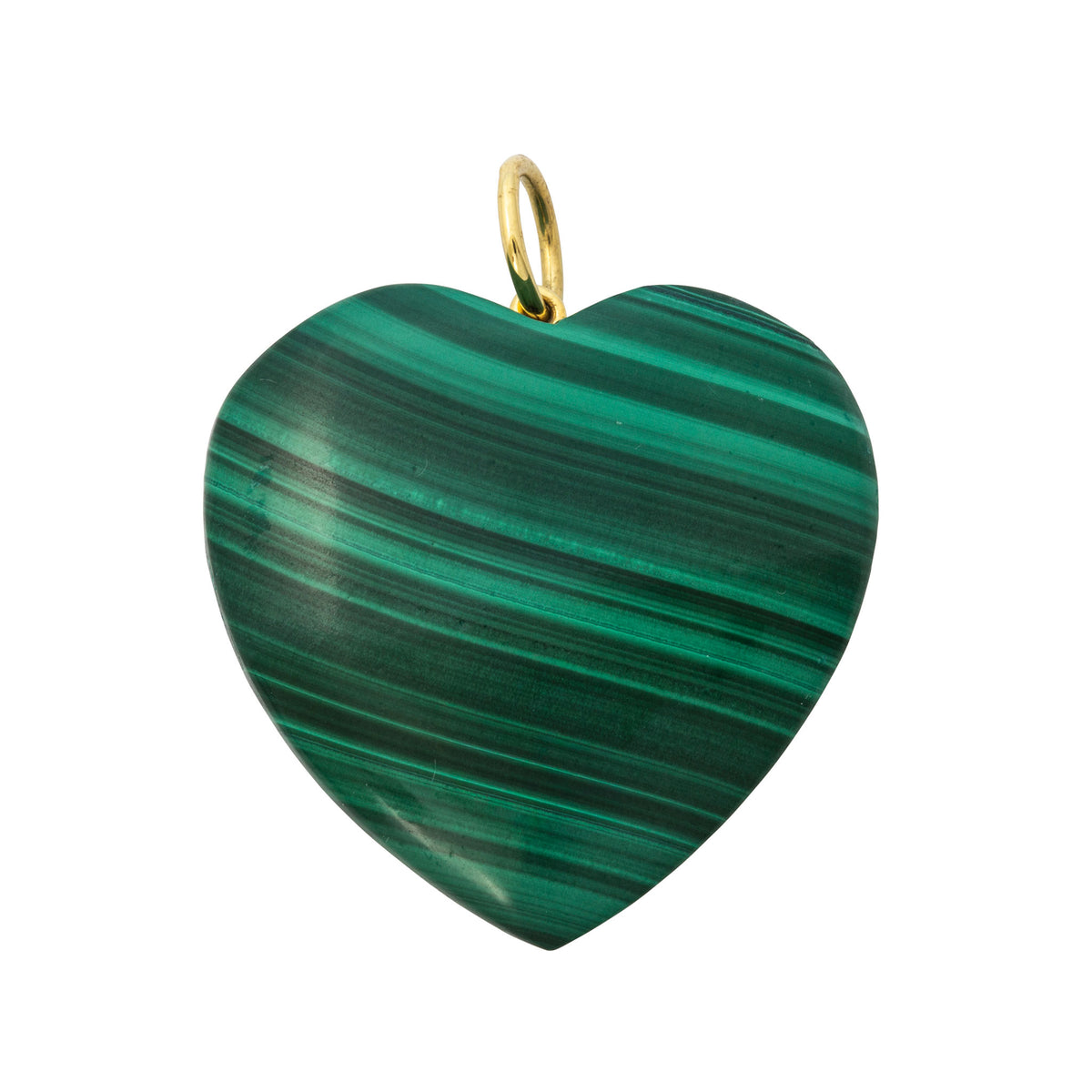 Mazza 30mm Malachite 14K Gold Heart Pendant