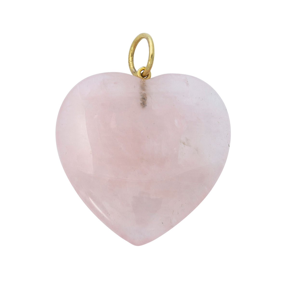 Mazza 30mm Rose Quartz 14K Gold Heart Pendant