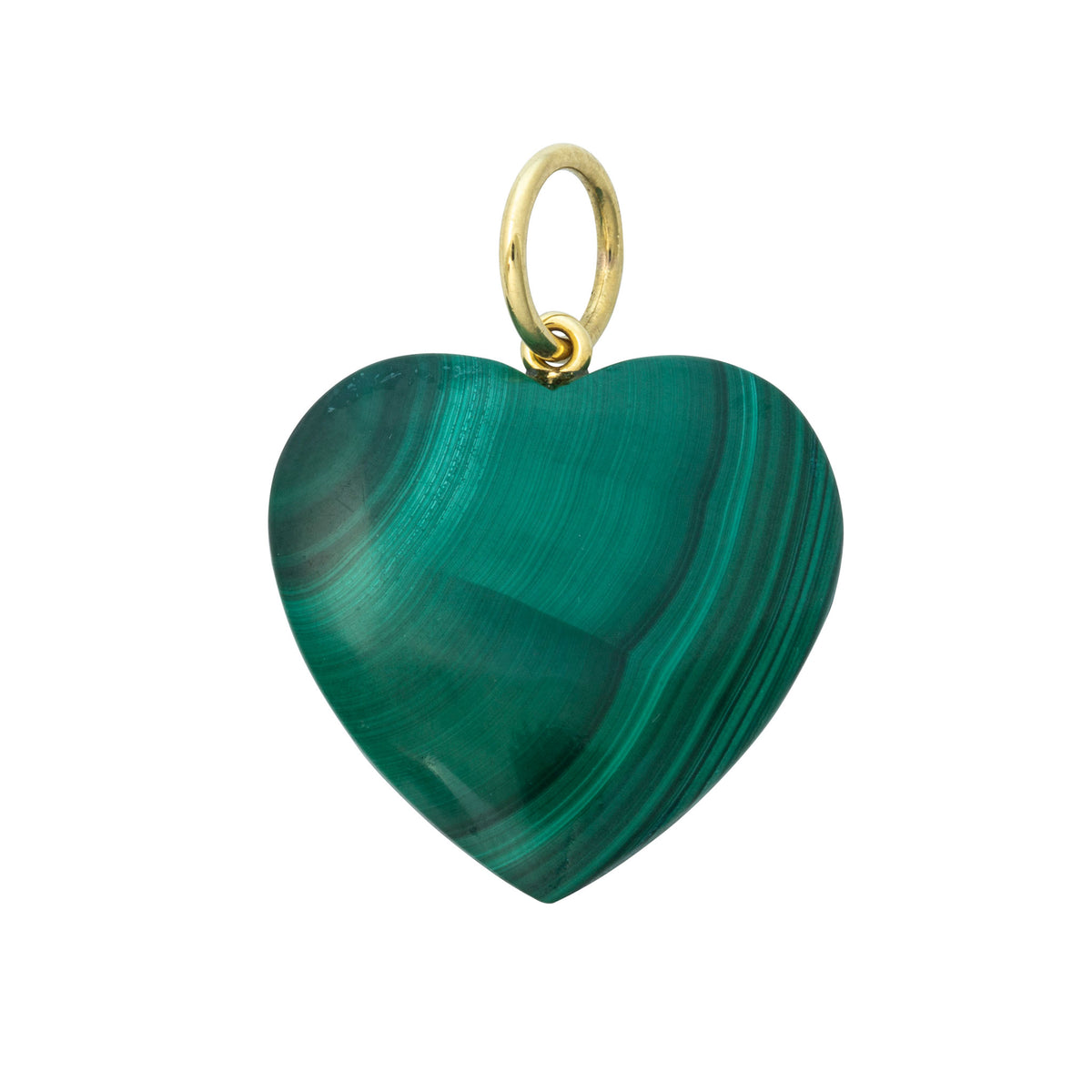 Mazza 20mm Malachite 14K Gold Heart Pendant