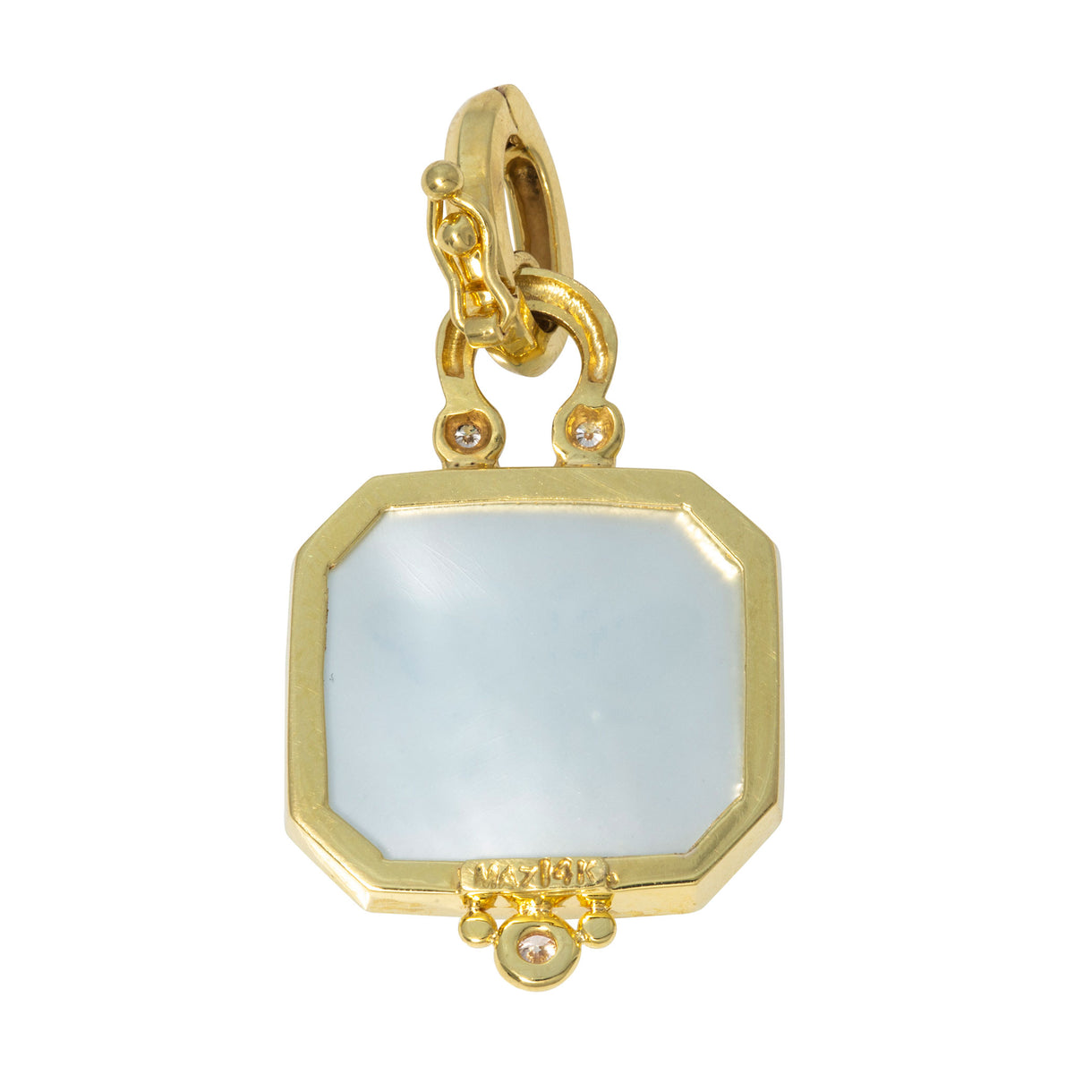 Mazza Blue Topaz Bee Intaglio & Diamond 14K Gold Pendant