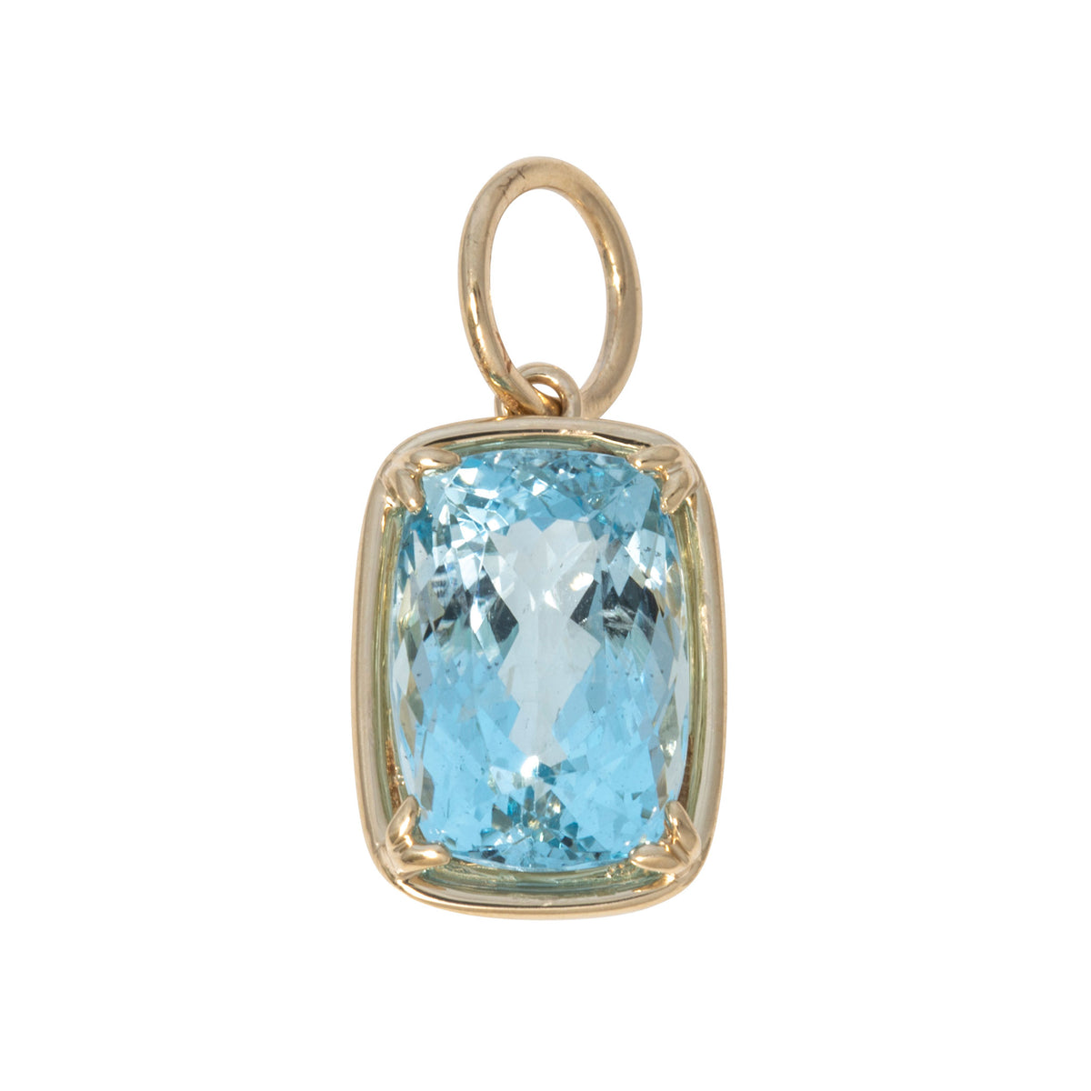 Cushion Aquamarine 14K Gold River Pendant