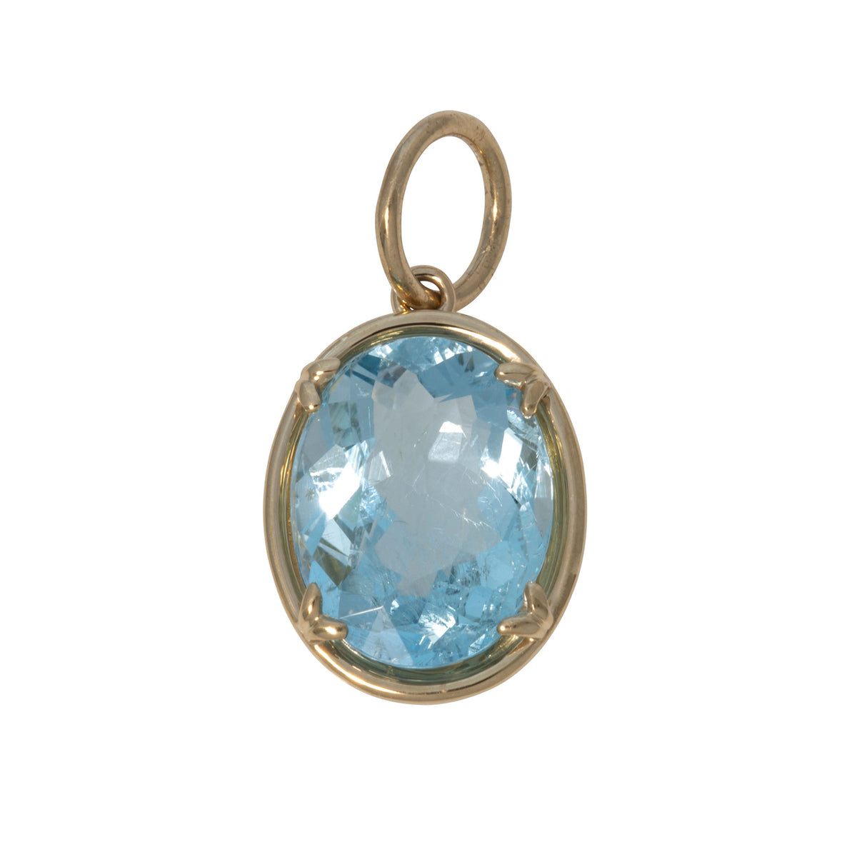 Oval Aquamarine 14K Gold River Pendant