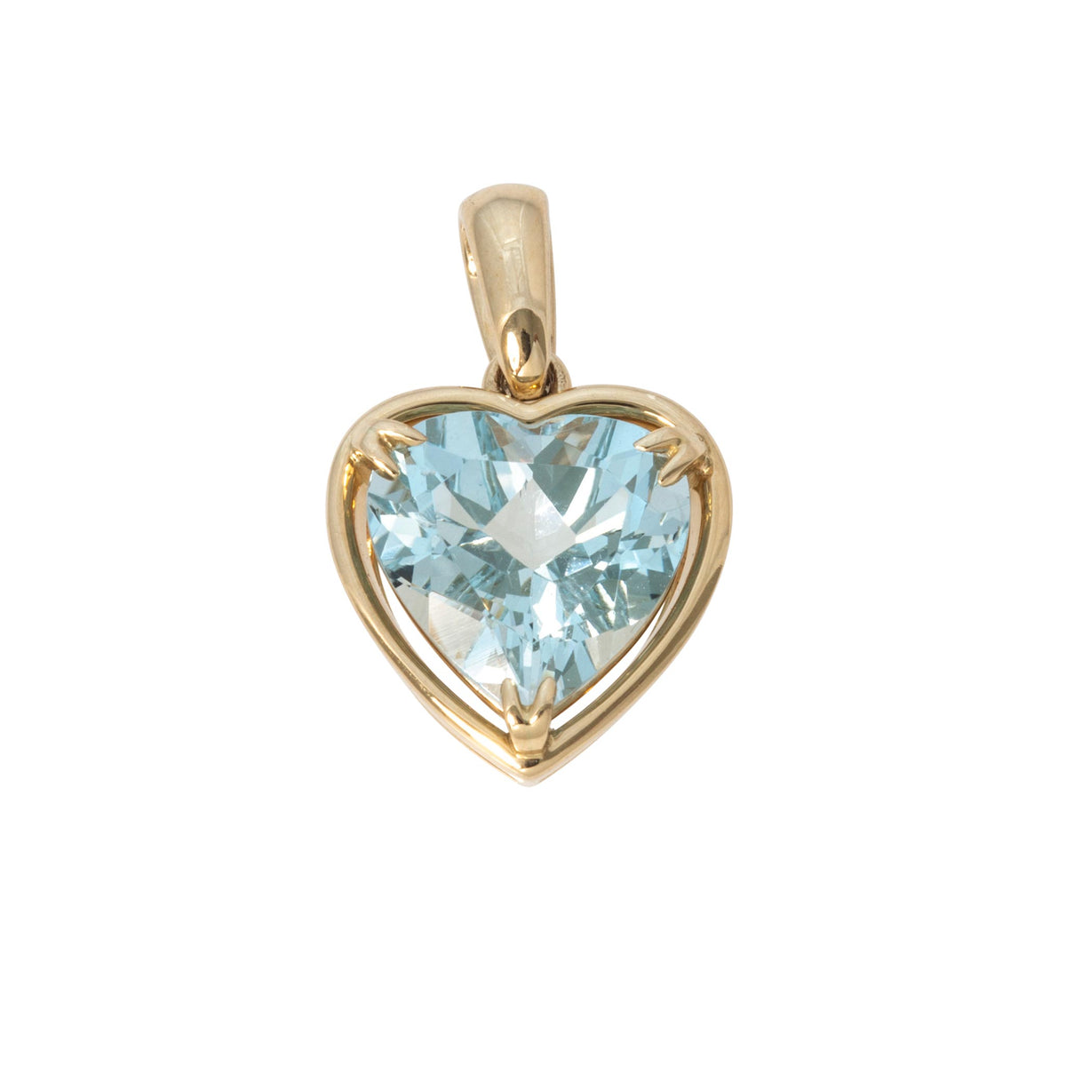 Aquamarine 14K Gold Small Heart River Pendant