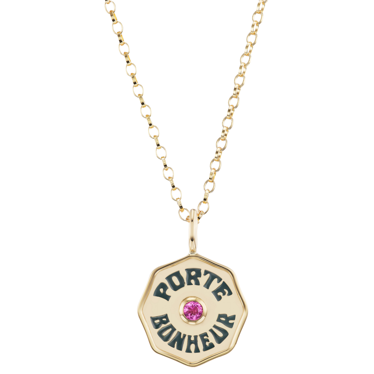 Marlo Laz Mini Pink Tourmaline & Enamel "Porte Bonheur" Charm